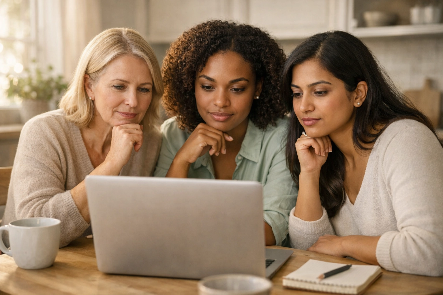 Women researching Texas surrogacy myths and facts together online