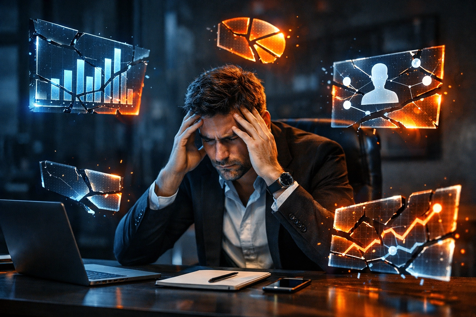 Marketing professional struggling with disconnected data and fragmented customer information.