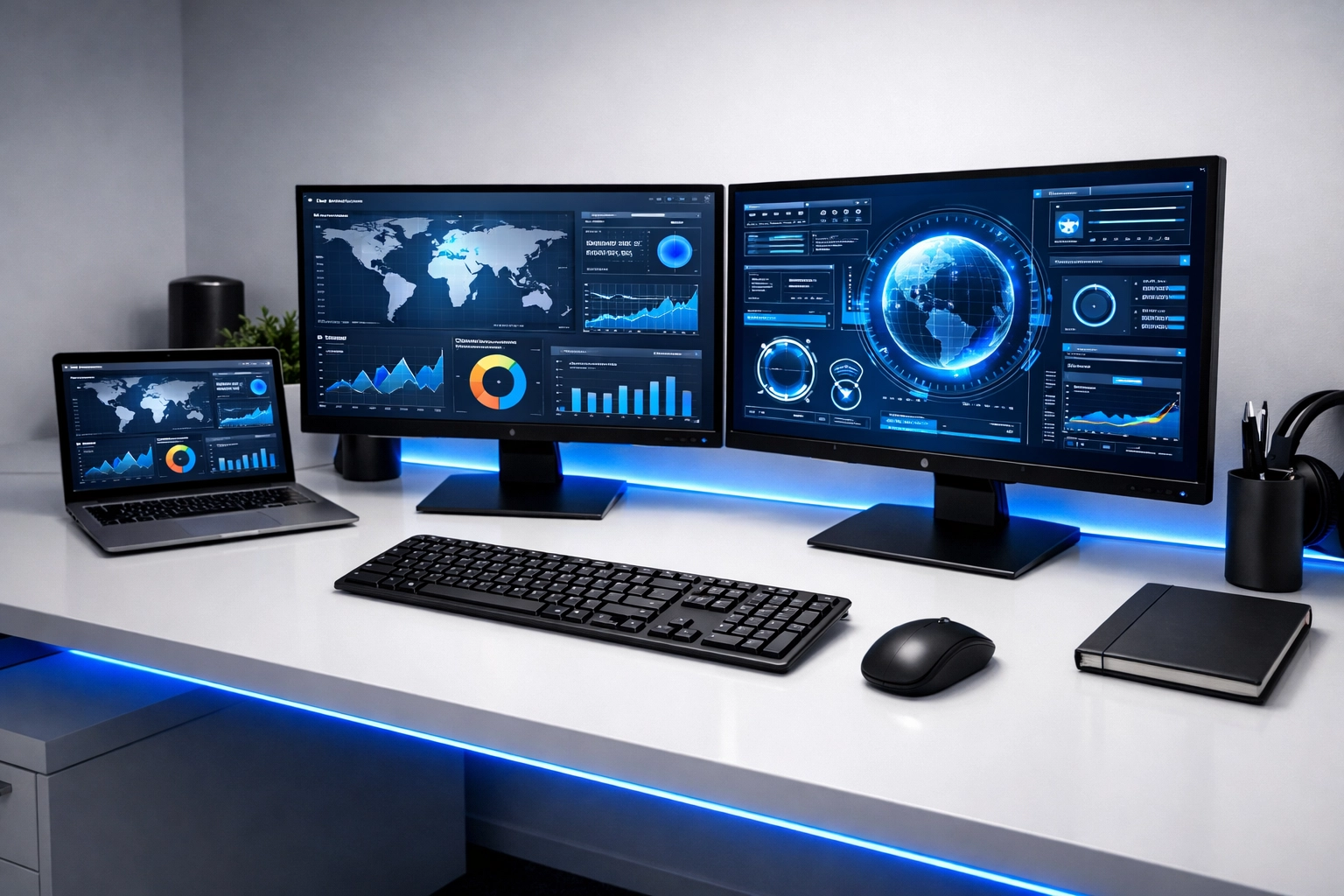 Spotless high-tech office workstation in Harvard, MA, demonstrating detail-oriented office cleaning.