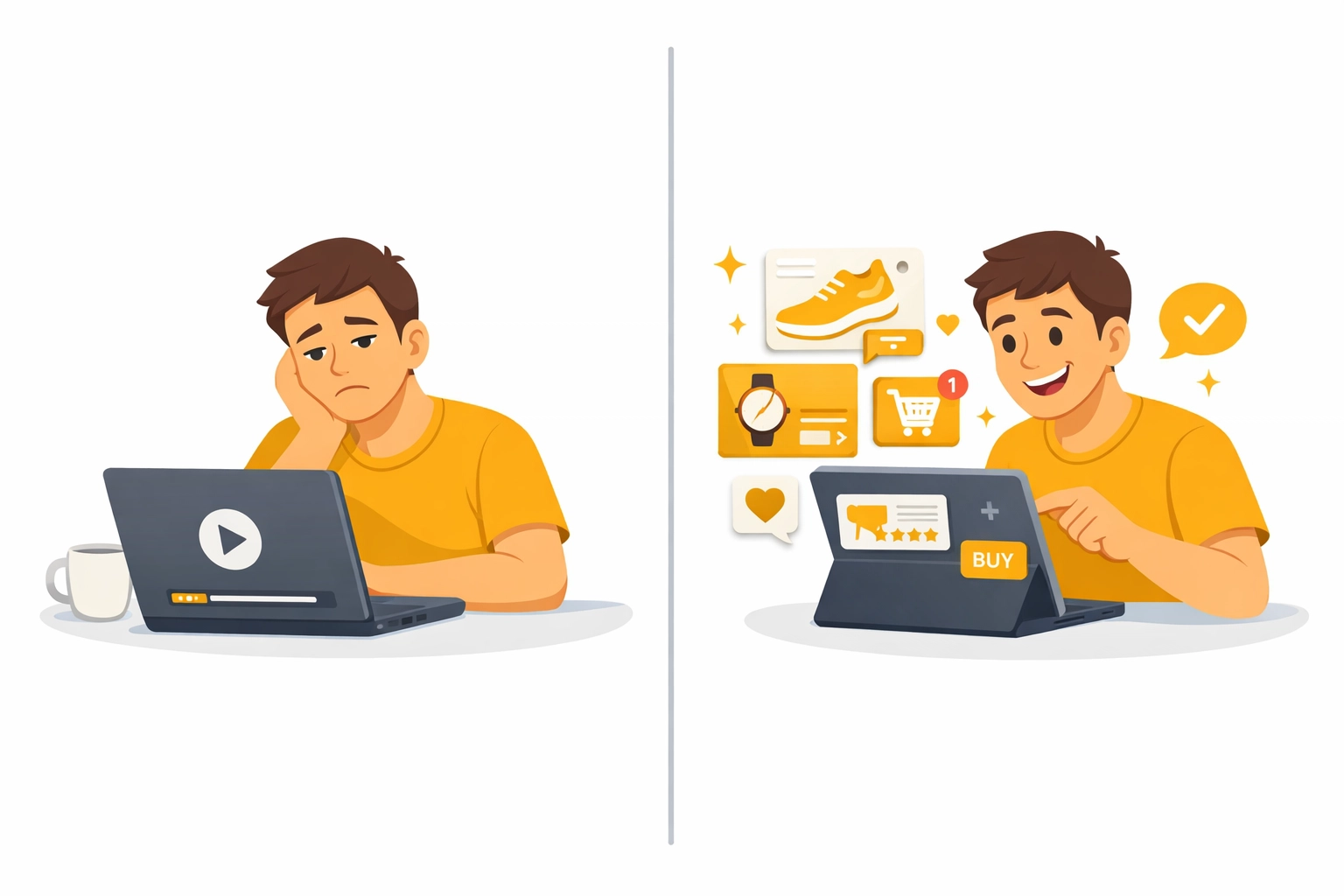 Comparison of passive webinar viewing versus interactive shoppable webinar experience with product cards