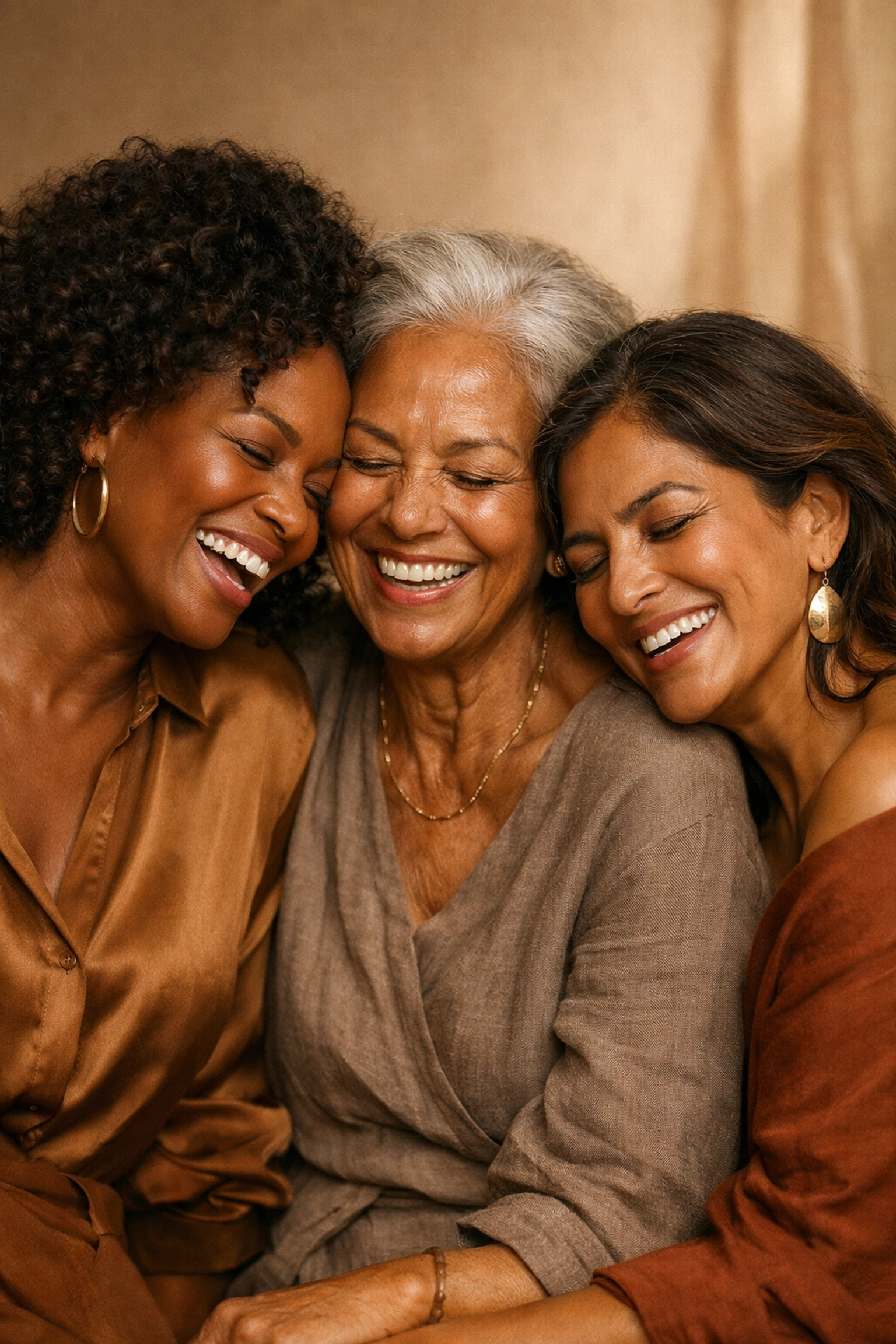 Diverse women of color with radiant skin after hyperpigmentation treatment.