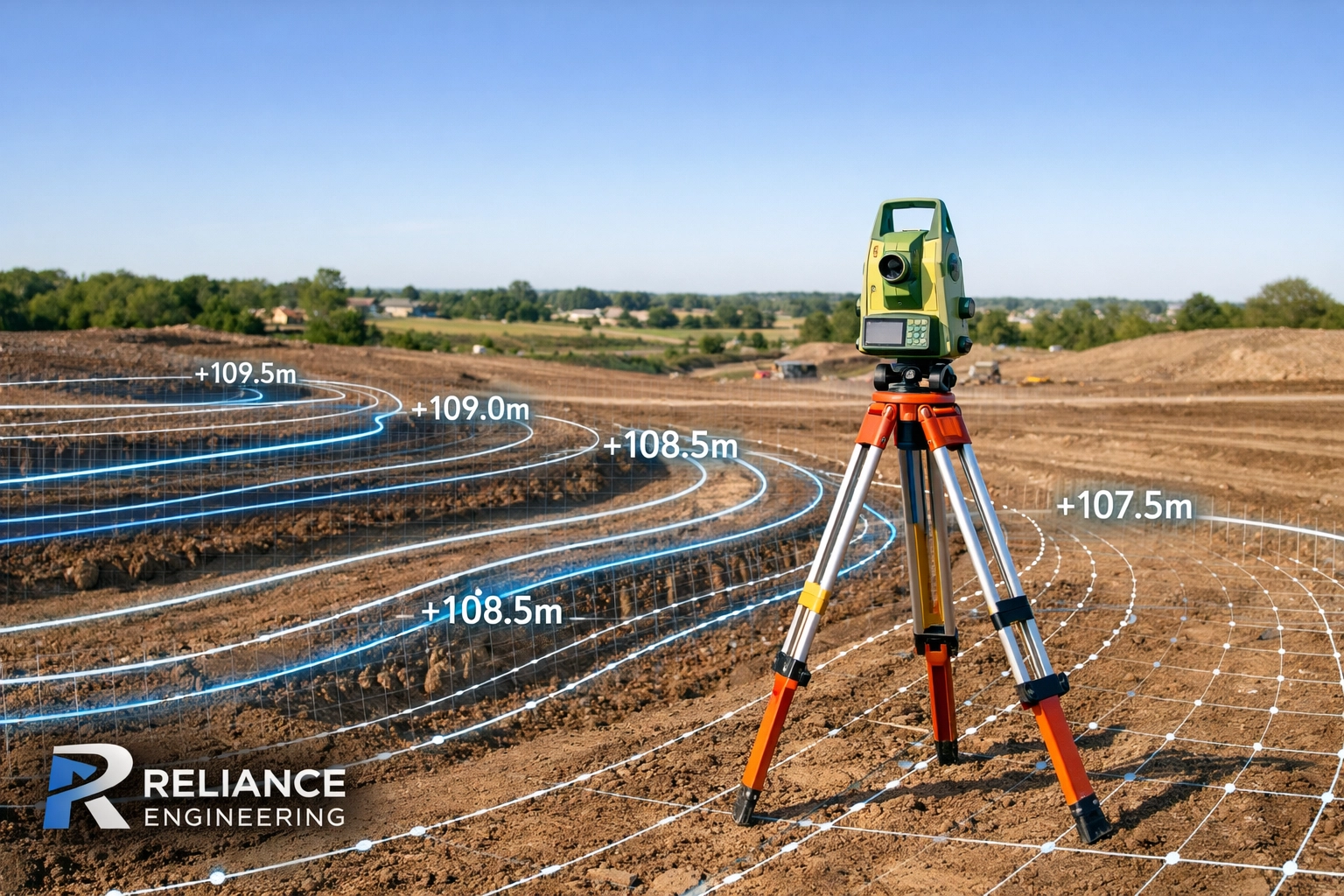 Meticulous site grading and surveying for professional land development and drainage in Ontario.