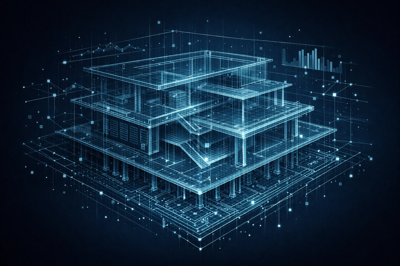 Digital blueprint of website architecture for technical search engine optimization and expert authority.