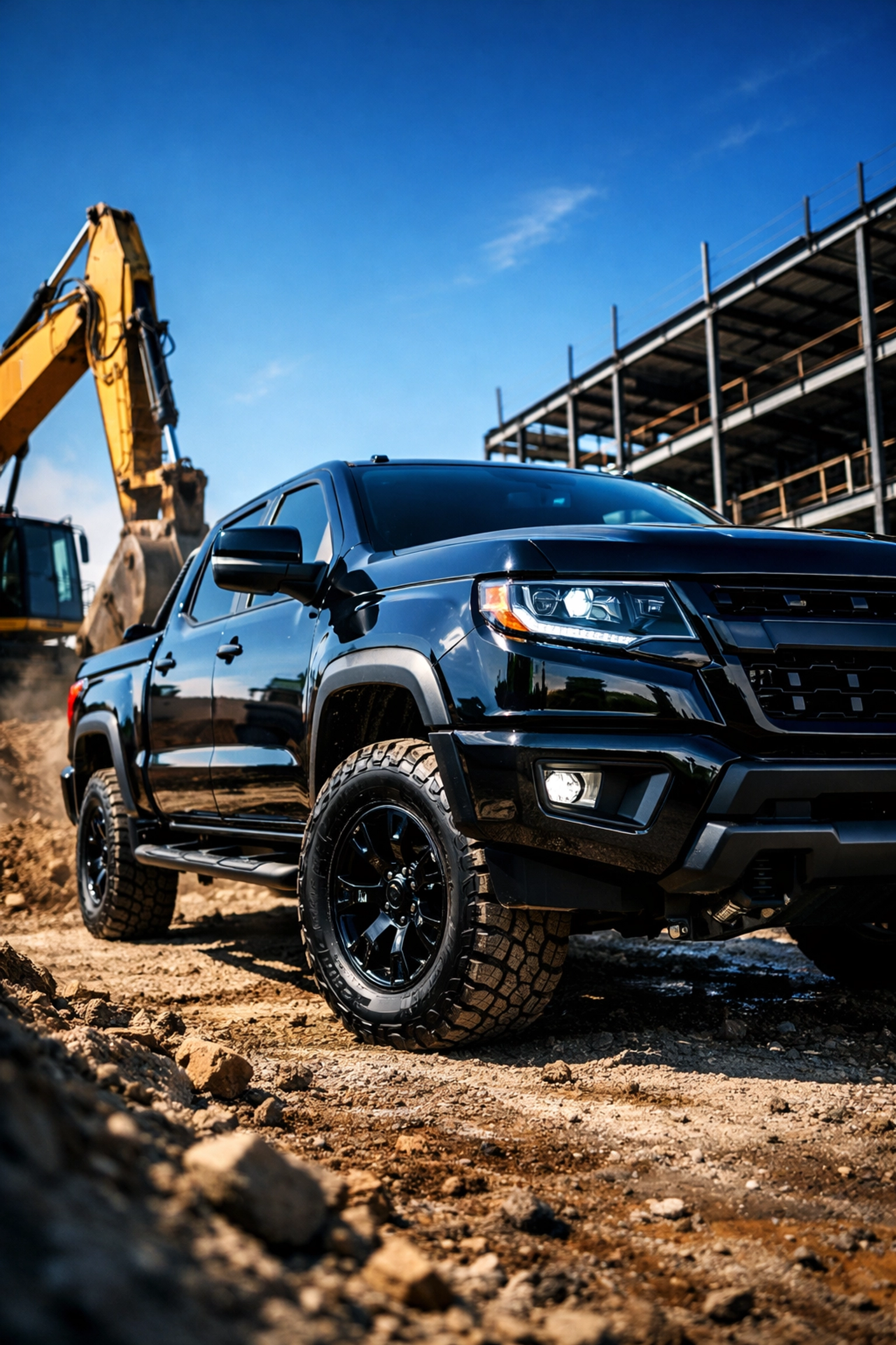 Construction truck with a durable vinyl wrap at an Albany NY job site protecting vehicle paint.