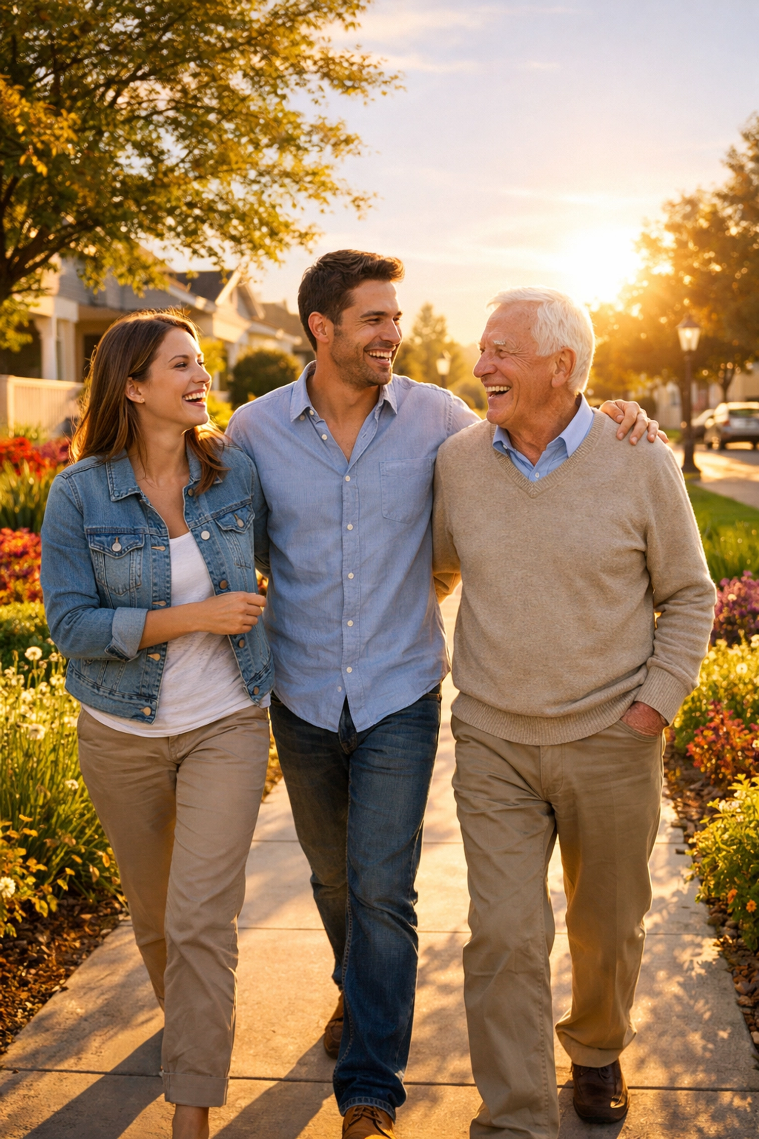 Happy family walking together, reflecting the success of a properly filed I-601A waiver application.