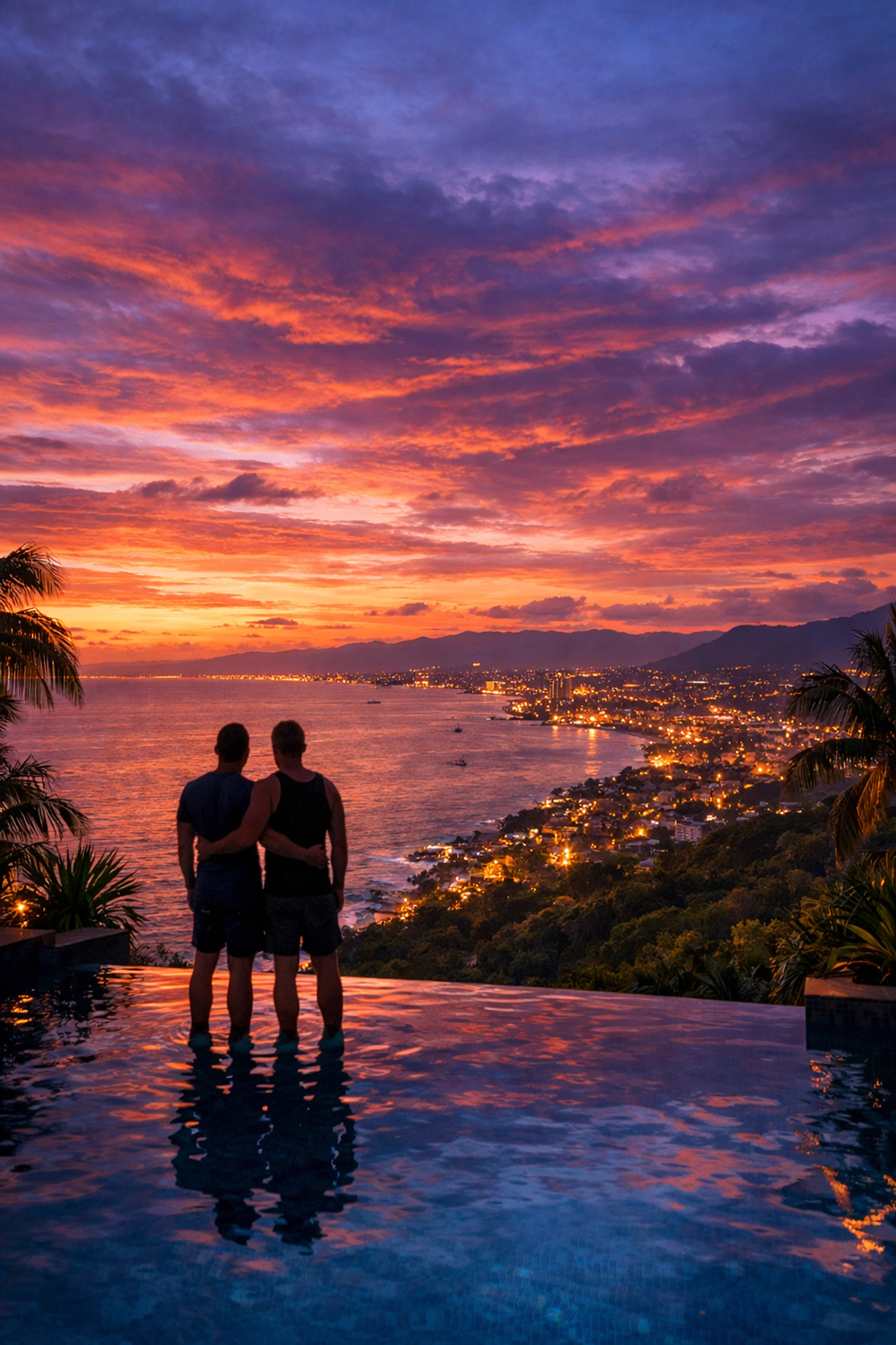 Infinity pool overlooking Pacific Ocean at gay resort in Puerto Vallarta