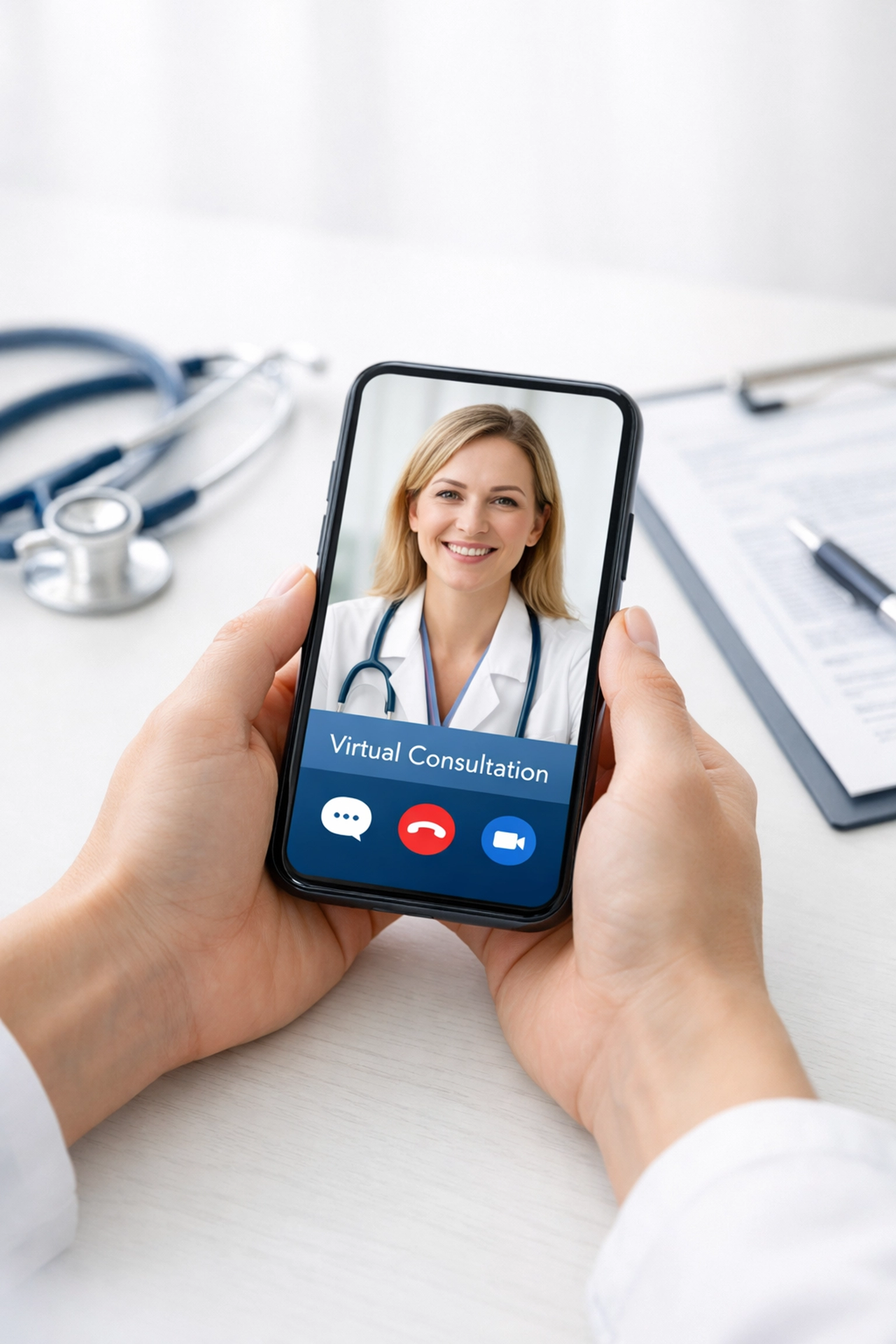 Virtual telemedicine consultation for weight loss treatment on smartphone in California