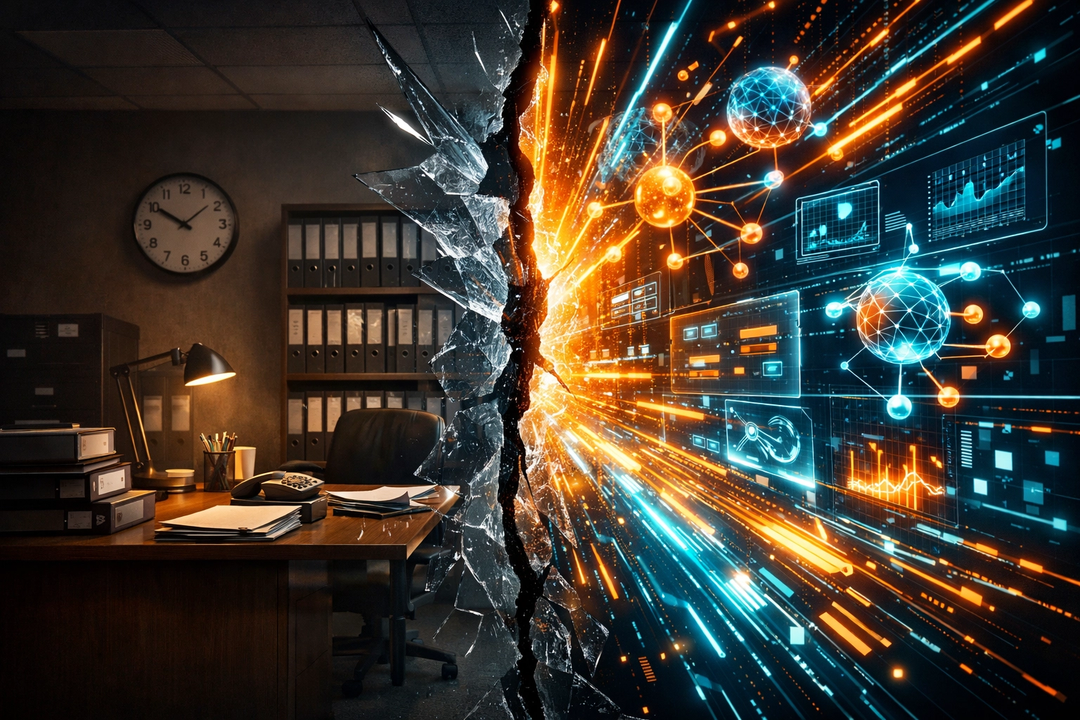 KI-Strategie 2026: Transformation vom traditionellen Büro zur datengesteuerten Zukunft im Mittelstand.