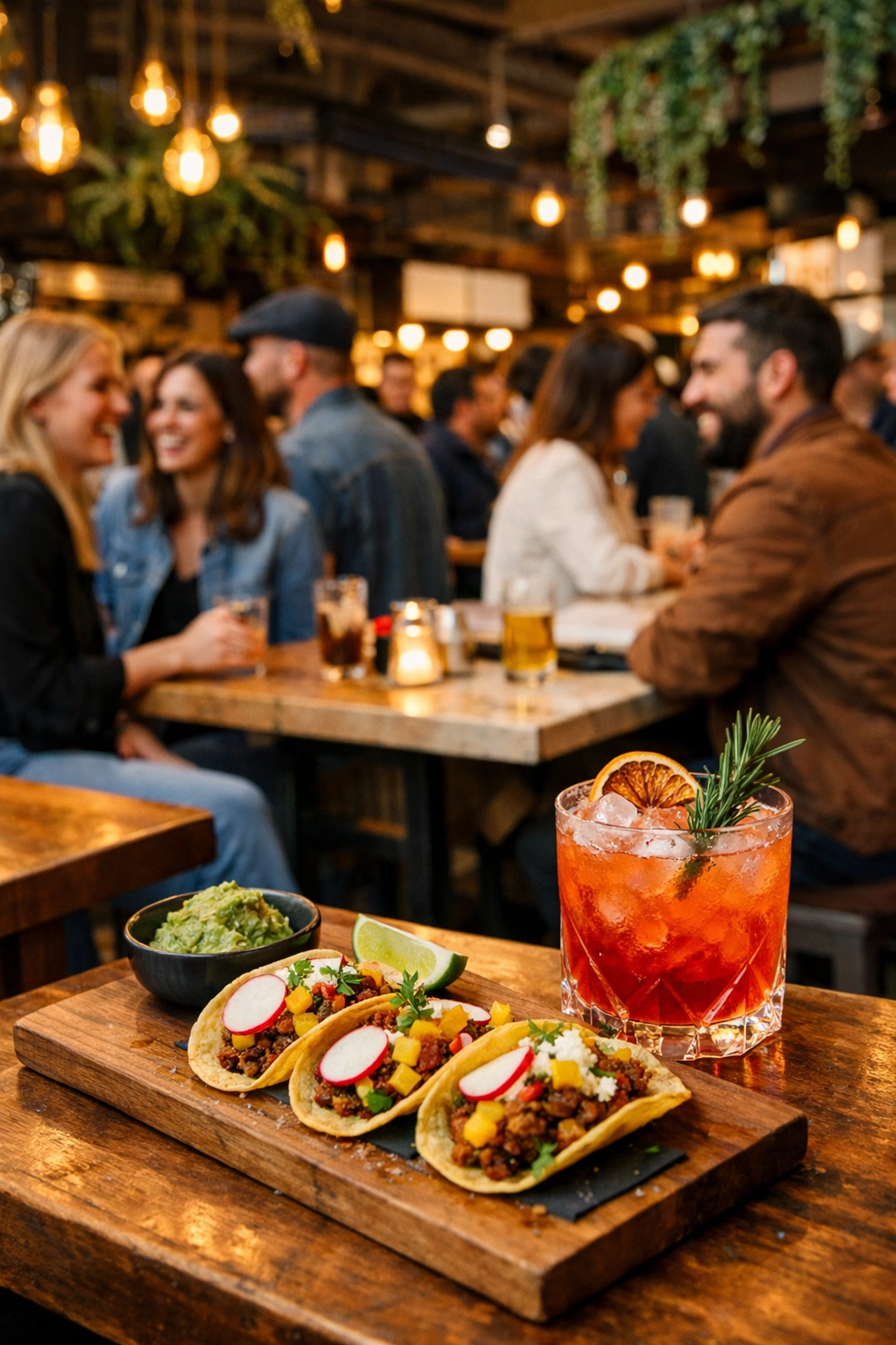 Bustling interior of Le Fou Fou food hall at Royalmount featuring gourmet dining and modern social spaces.