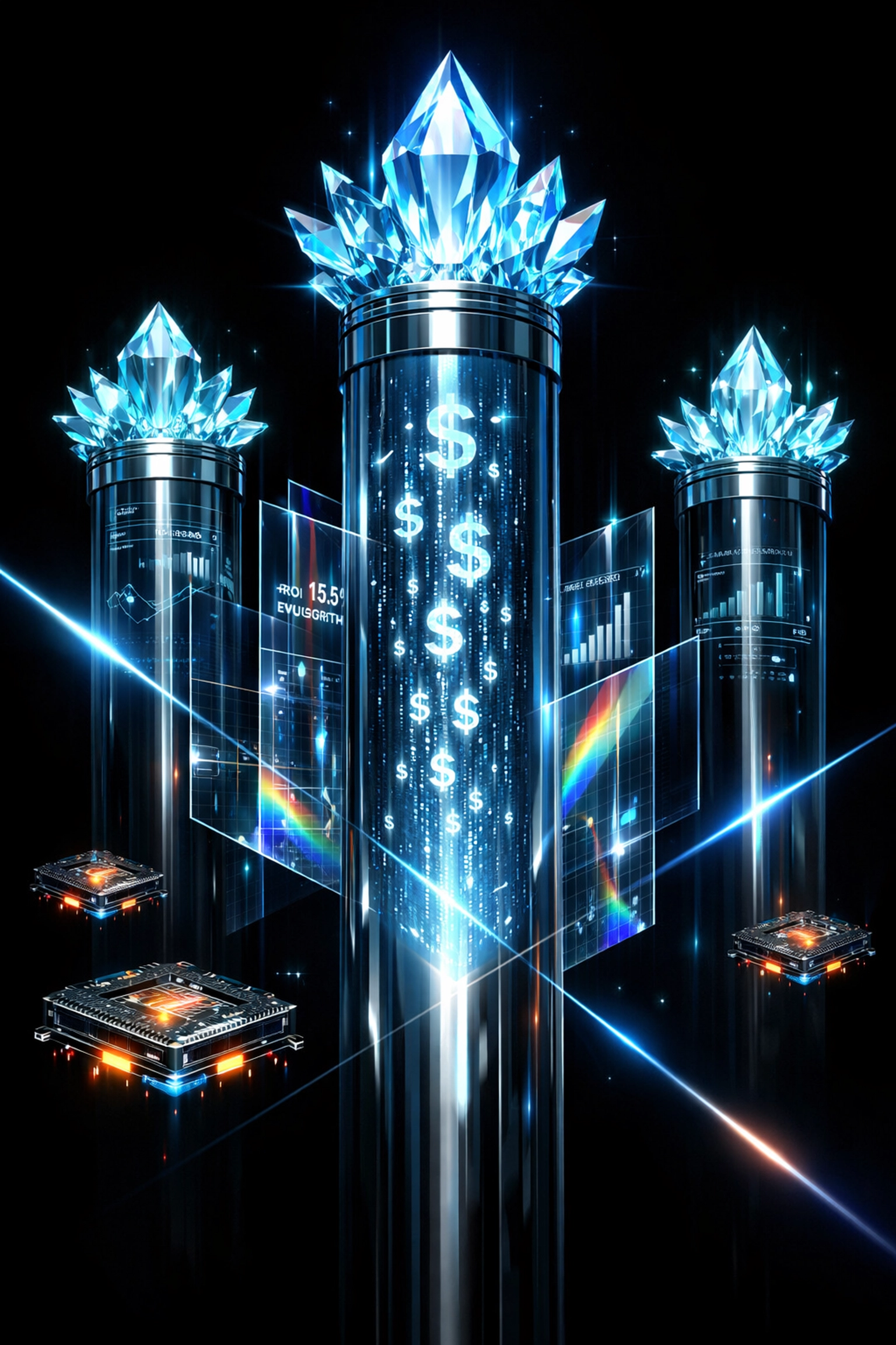 Customer lifetime value metrics visualization displaying three key revenue pillars with financial projections
