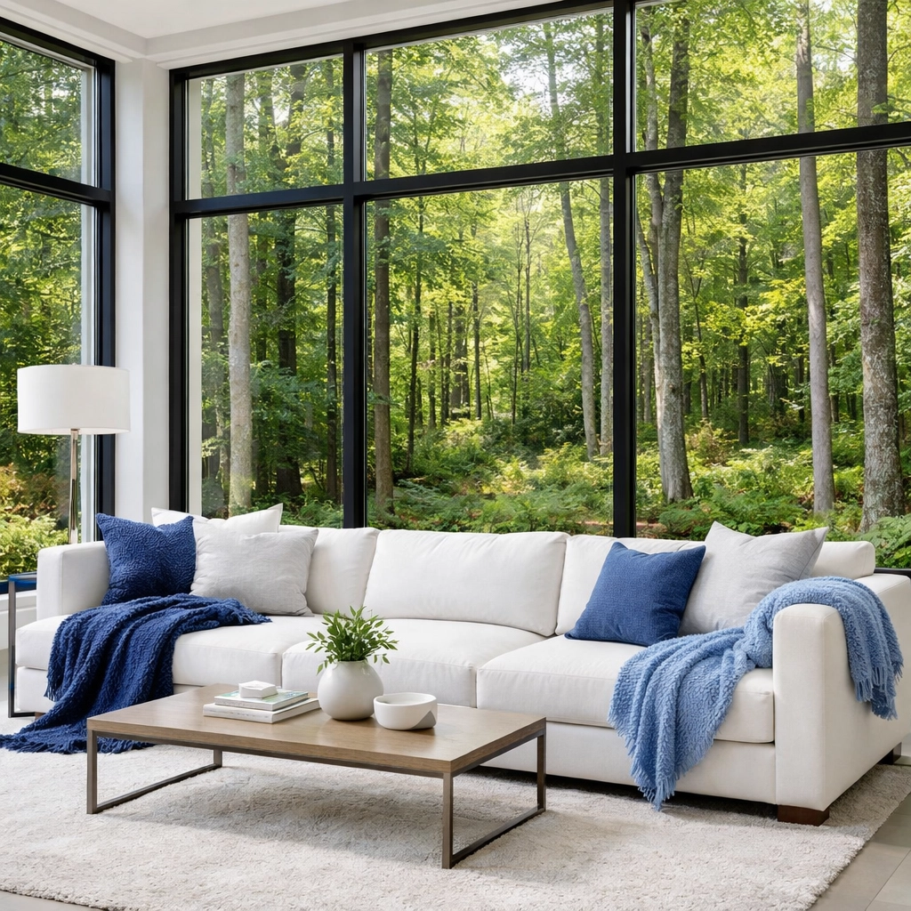 Pristine modern home interior in Harvard MA protected from outdoor dust and allergens.