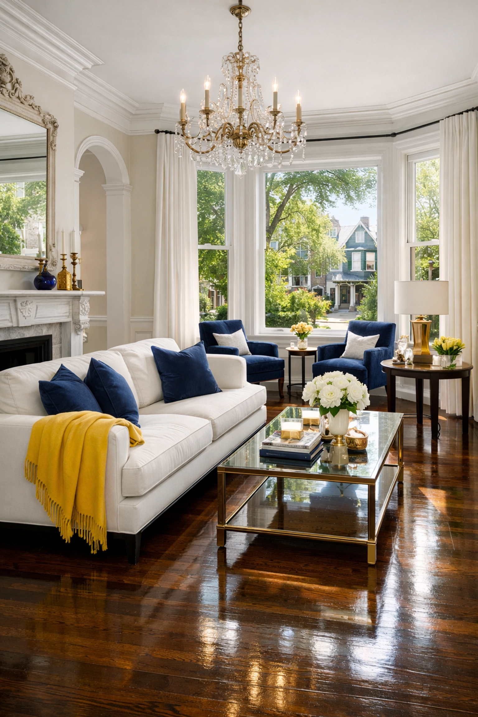 Professionally cleaned living room in a historic home representing house cleaning Cambridge MA services.