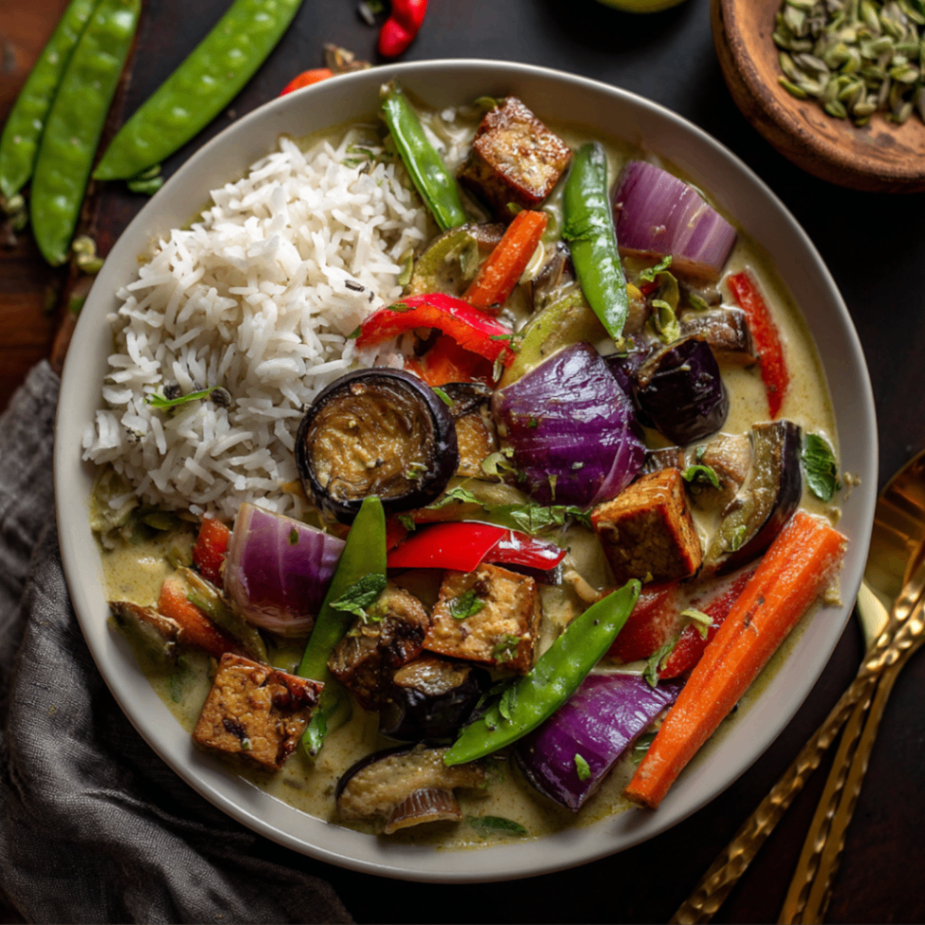 Green Curry Tofu Rice Bowl