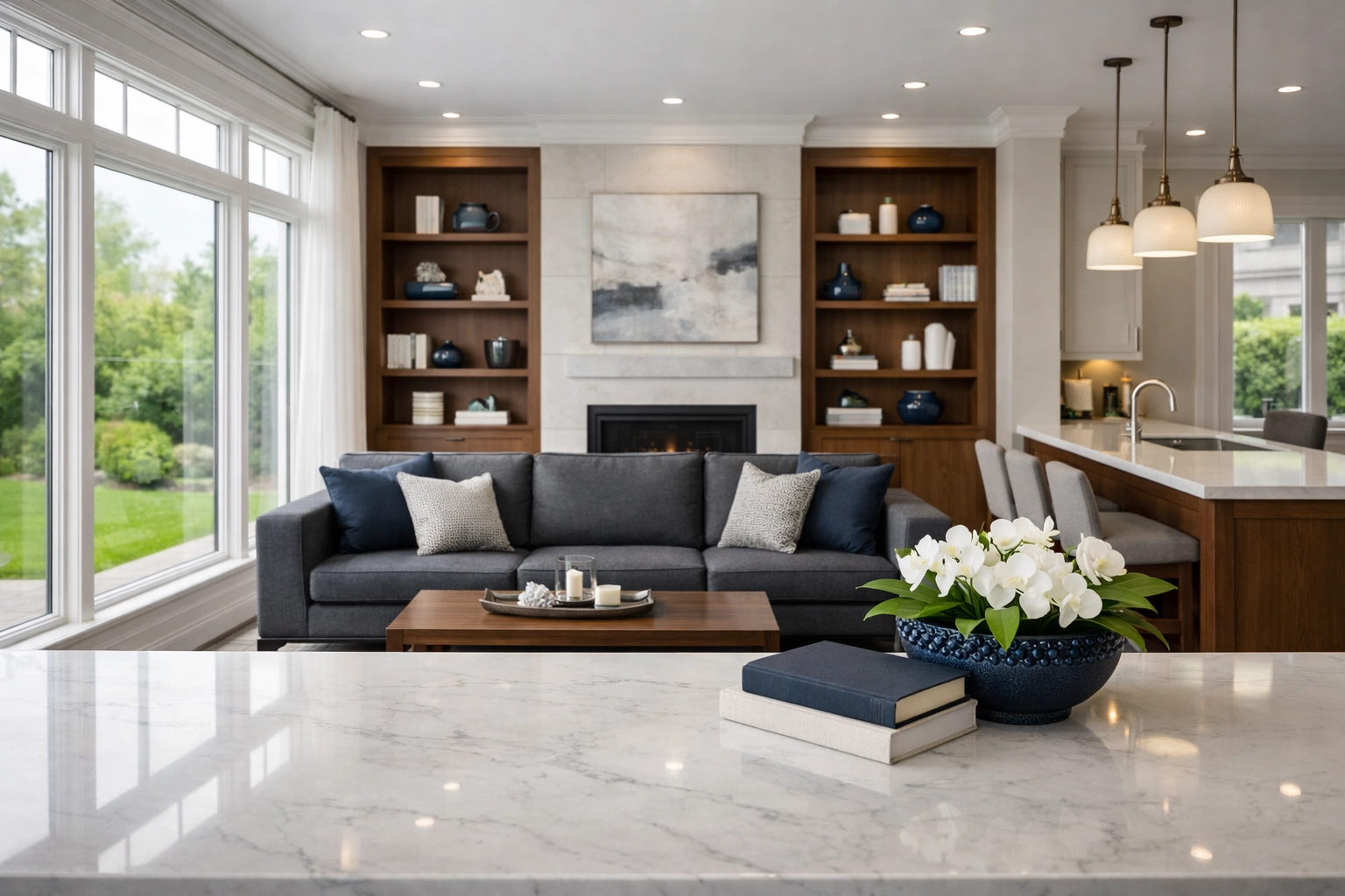 Modern open-concept interior of a $1.5M Ontario home featuring high-end finishes and natural light.