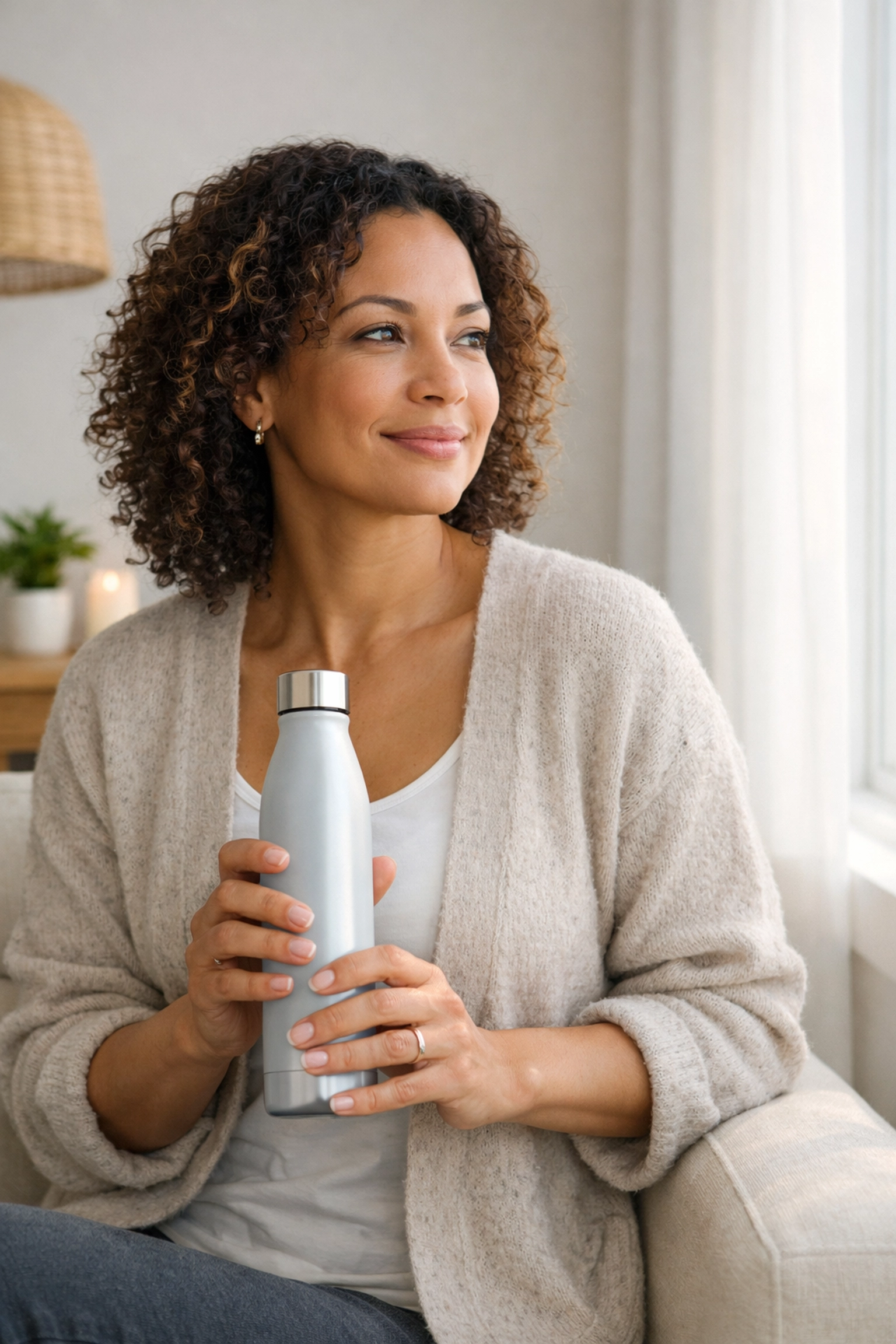 A woman staying hydrated and feeling healthy during her medically supervised weight loss journey.