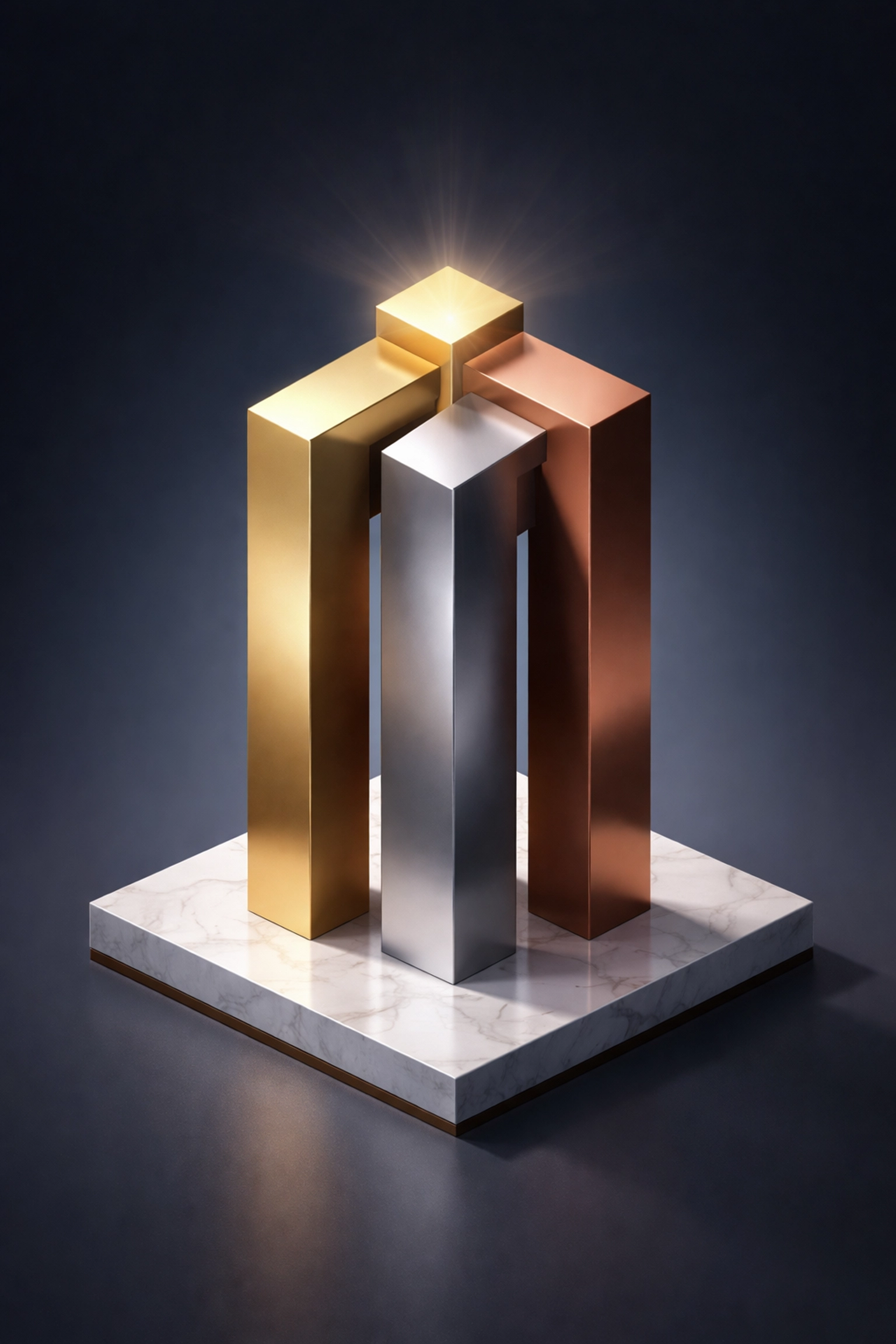 Three interconnected pillars symbolizing the balanced 40/30/30 investment portfolio model for accredited investors