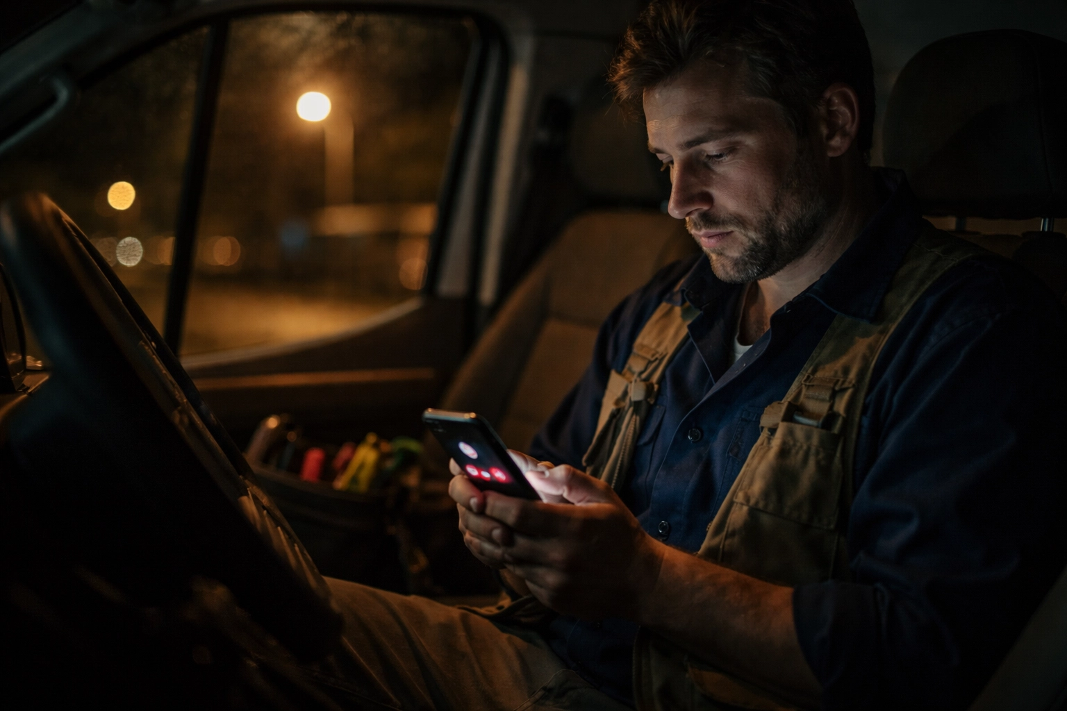 Frustrated home service contractor sees missed calls and lost money, highlighting losses from unanswered business calls.