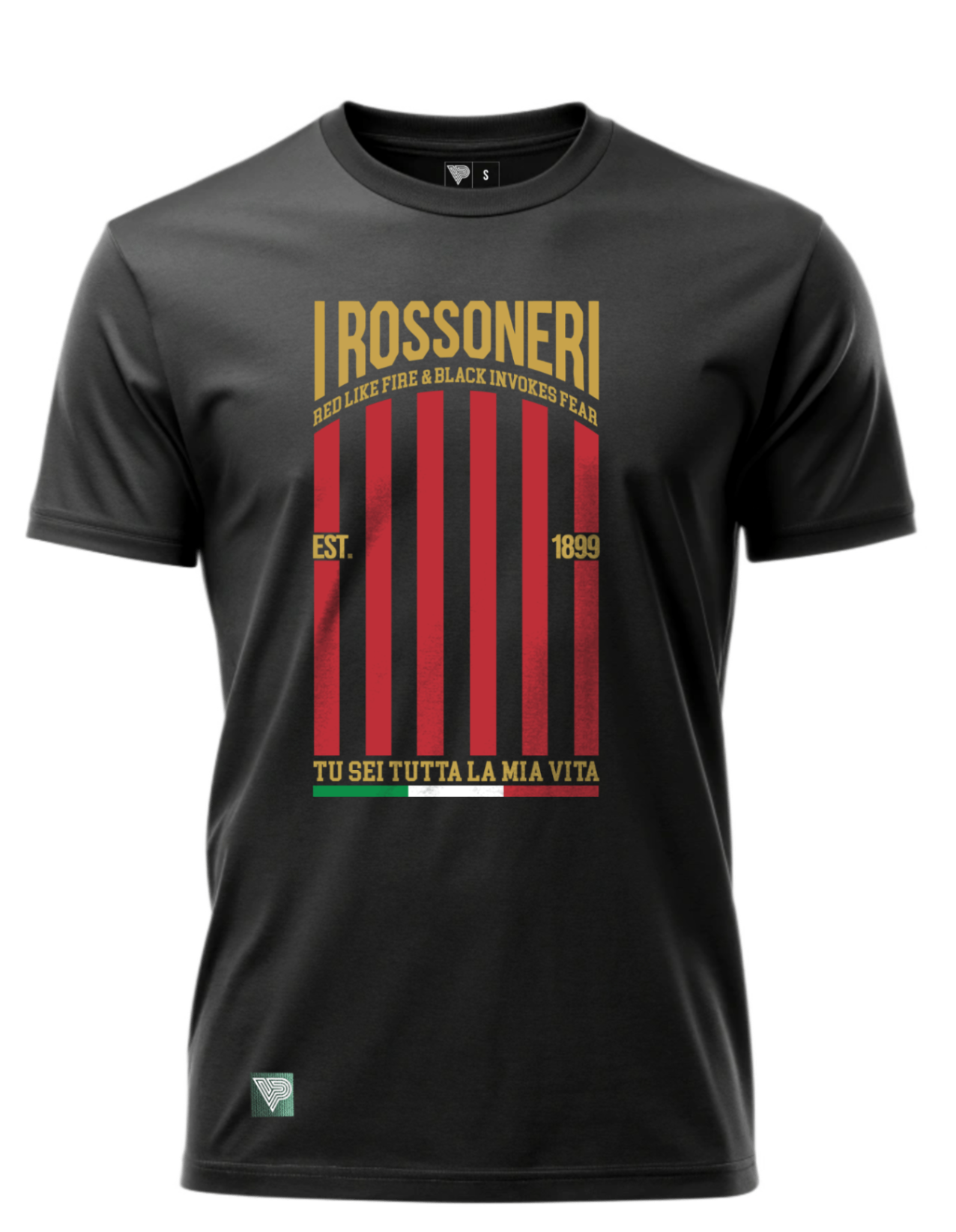 AC Milan Inspired Striped Black T-Shirt