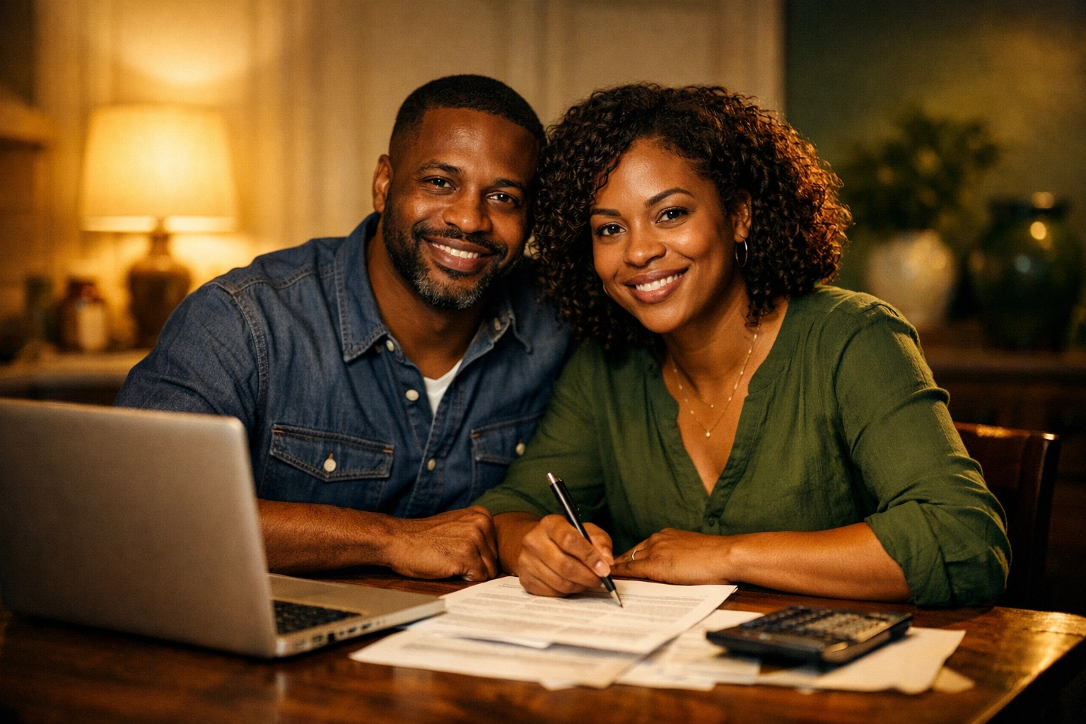 Small business owners completing BOI compliance paperwork together at home