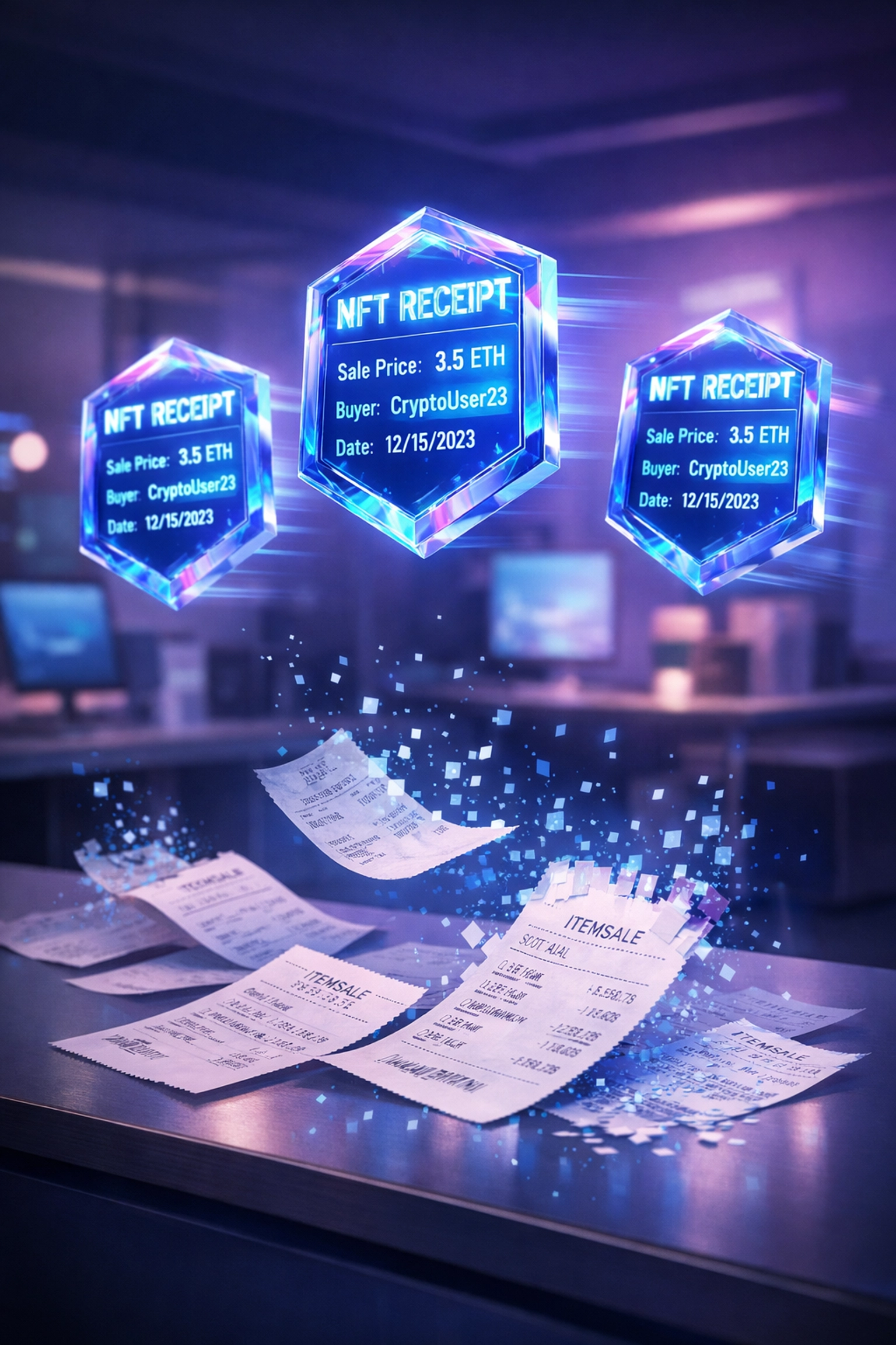 NFT receipt tokens replacing traditional paper receipts for blockchain-native accounting