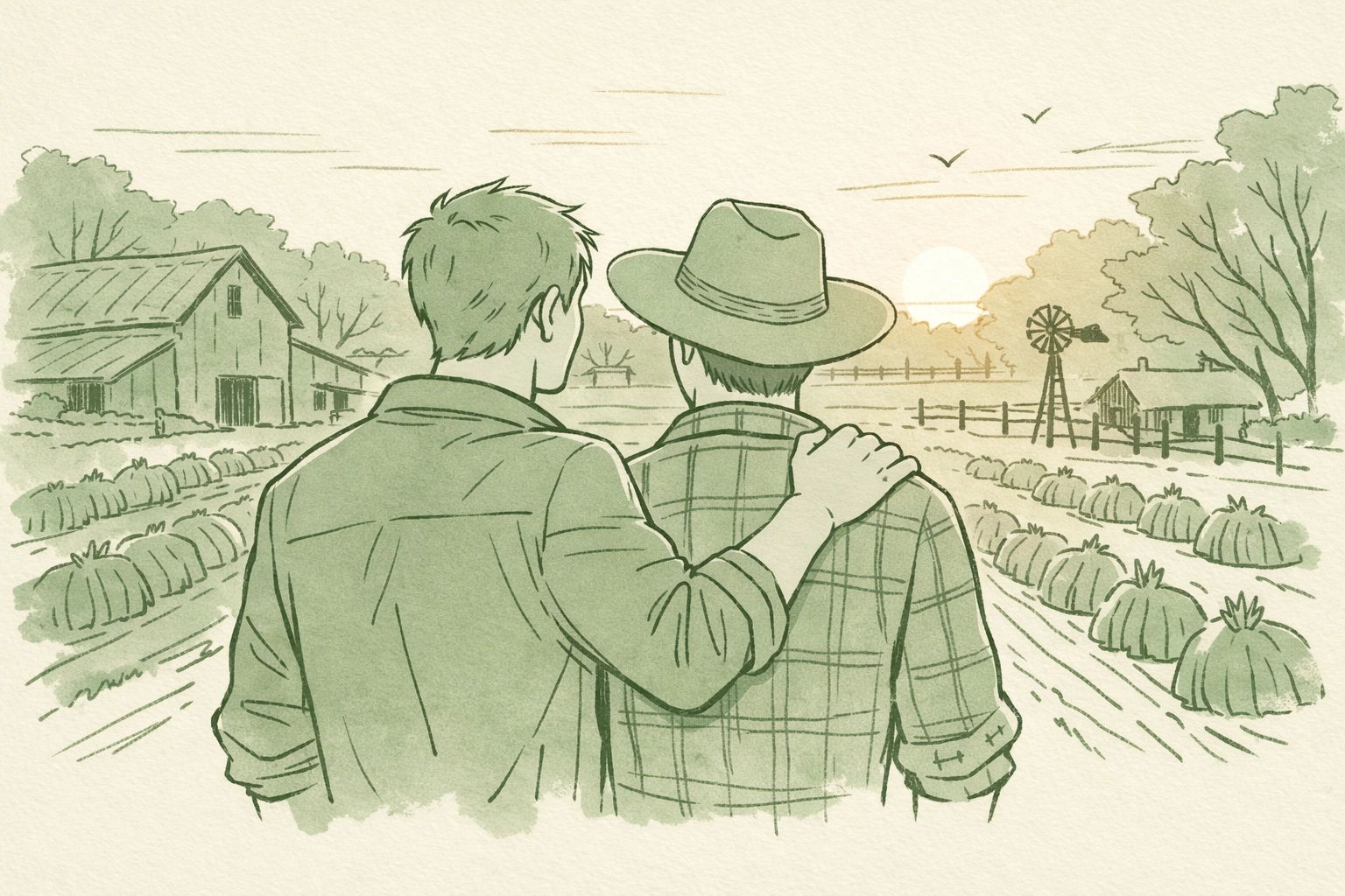 Two men in love at autumn harvest farm - MM romance exploring belonging and second chances