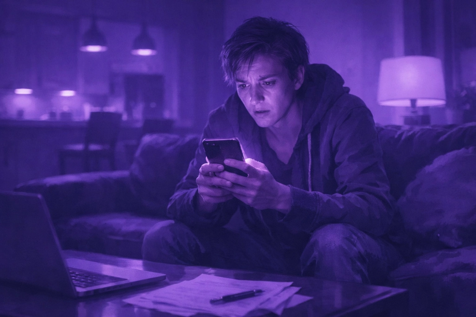 Potential client searching for legal help on a smartphone late at night.