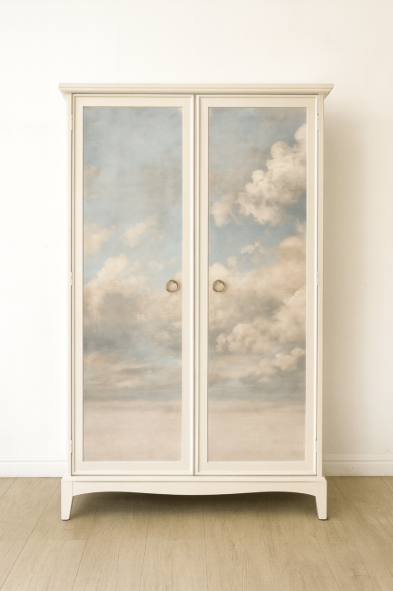After: the “cloudscape” wardrobe—bespoke, playful, and completely unique to your home.