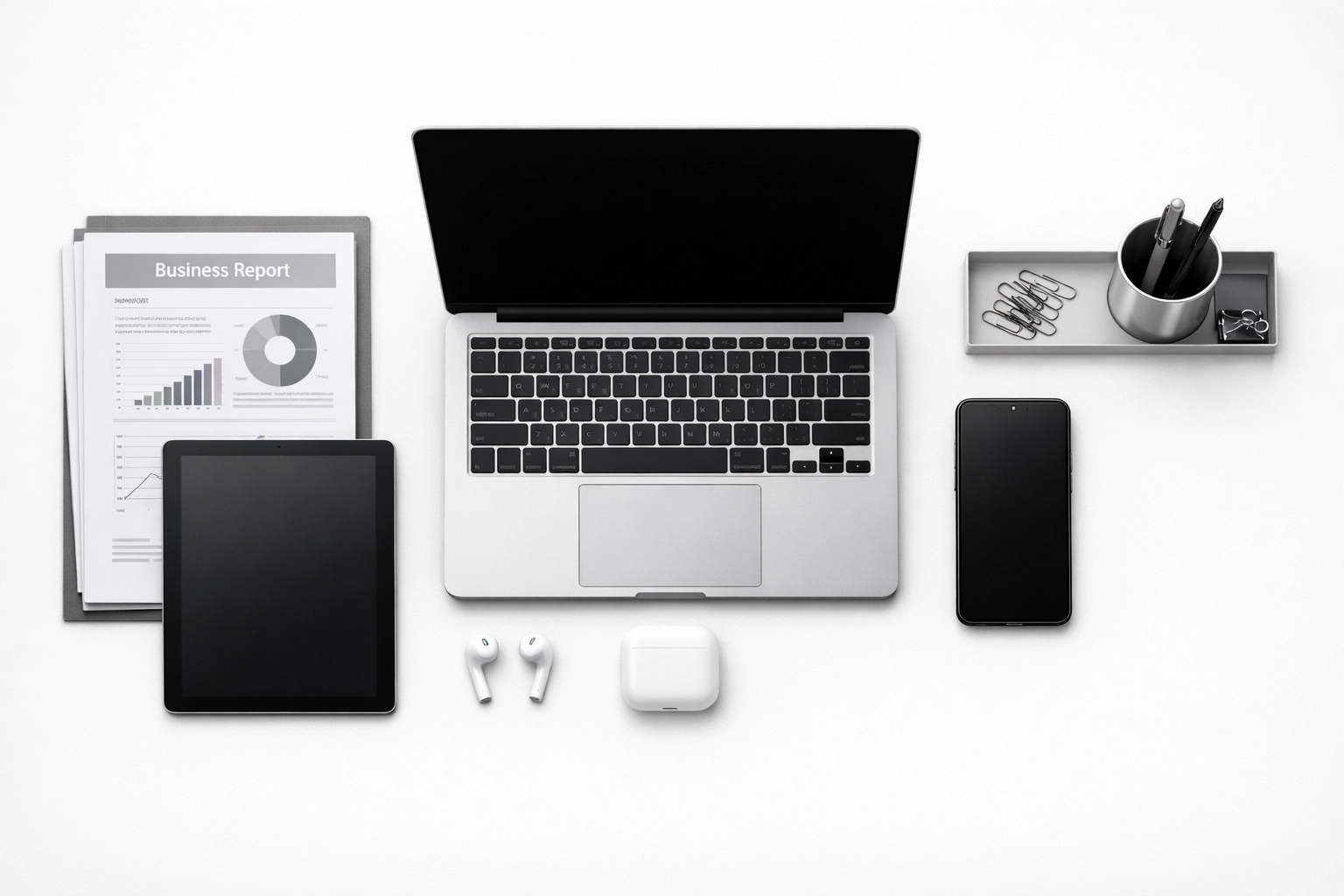 Tax service bureau workspace with multiple devices for ERO management