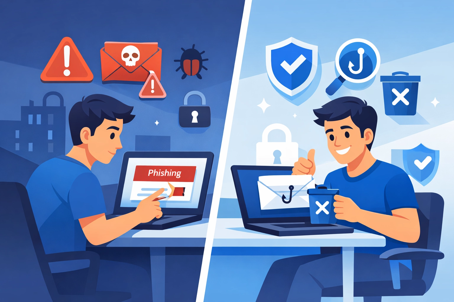 Employee identifying phishing email threats during cybersecurity training