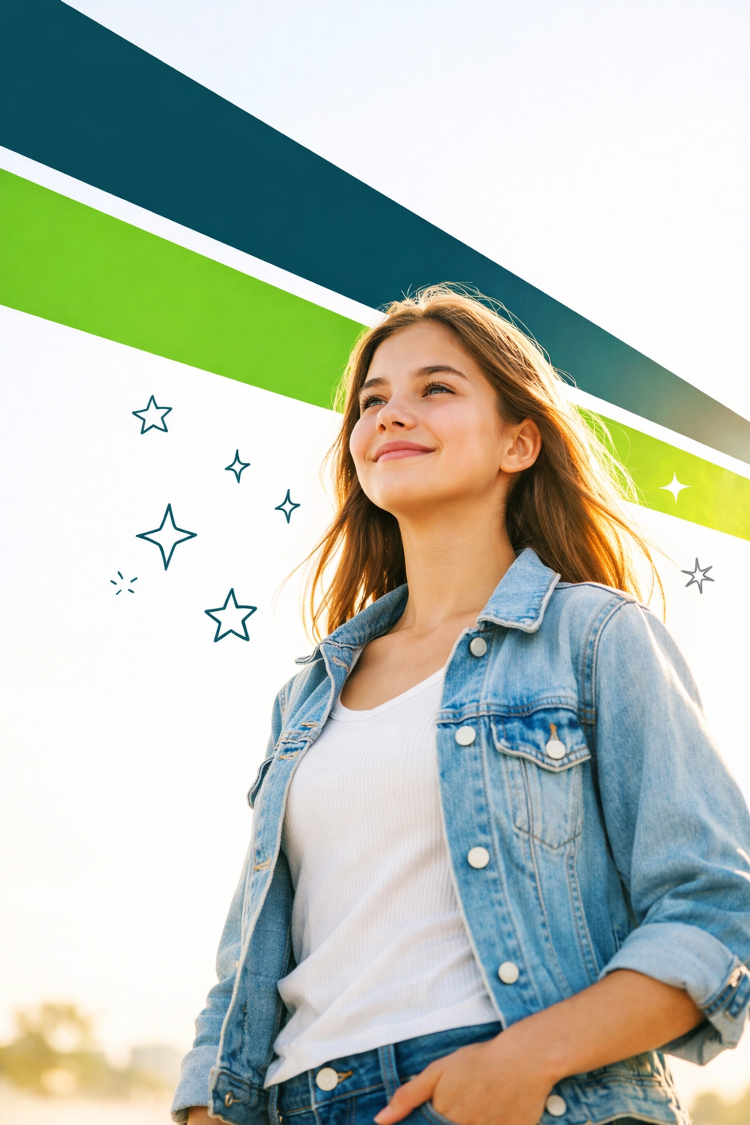 Confident teenage girl smiling outdoors, symbolizing the freedom that comes from financial literacy.