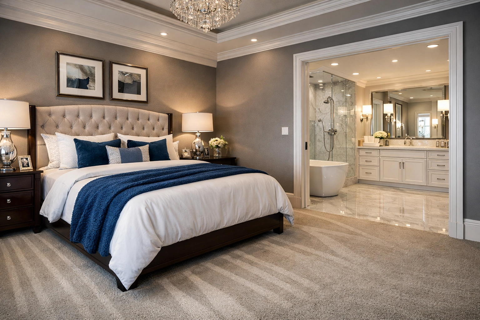 Perfectly maintained master bedroom suite by professional cleaners Northborough MA.