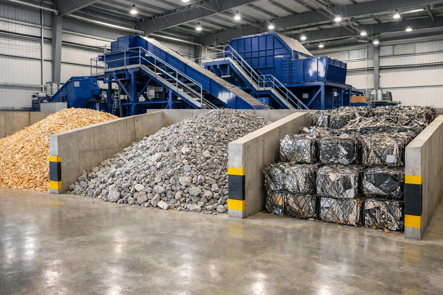 Eco-Conscious Disposal: Where Your North York Waste Actually Goes Sorted recycled aggregate and metal at a municipal-approved waste facility for eco-friendly waste disposal in North York.