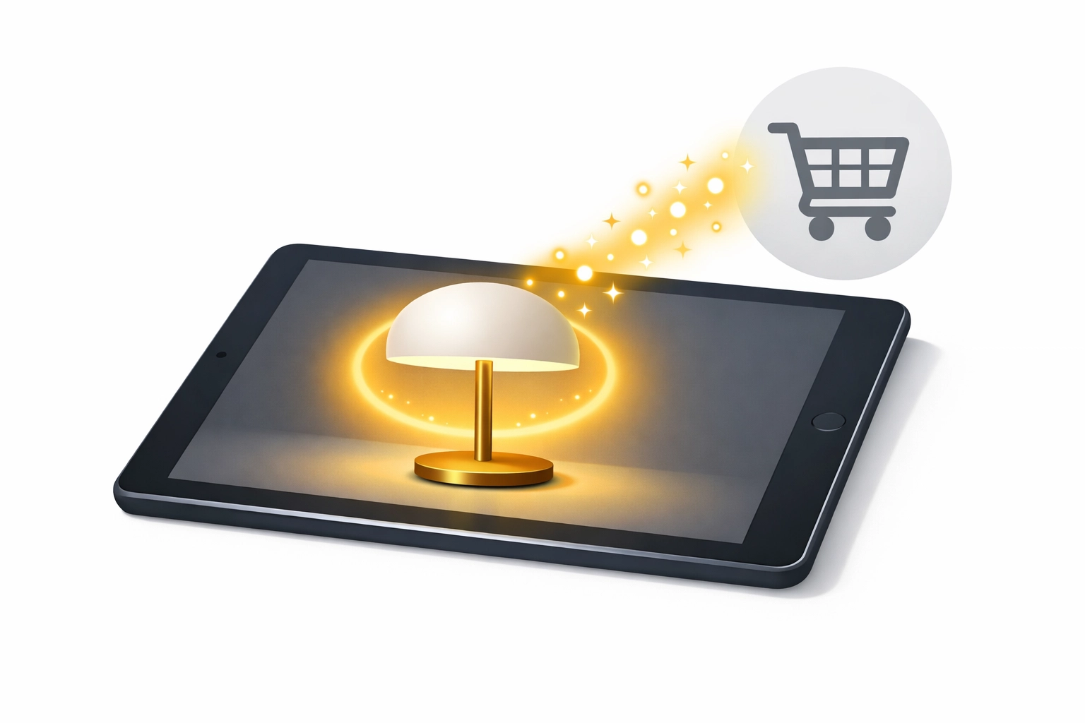 Modern tablet displaying a shoppable video interface with integrated e-commerce for high conversion sales.