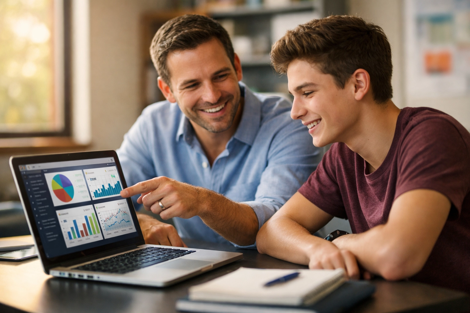 Professional mentor teaching high school student data analytics and cloud computing skills