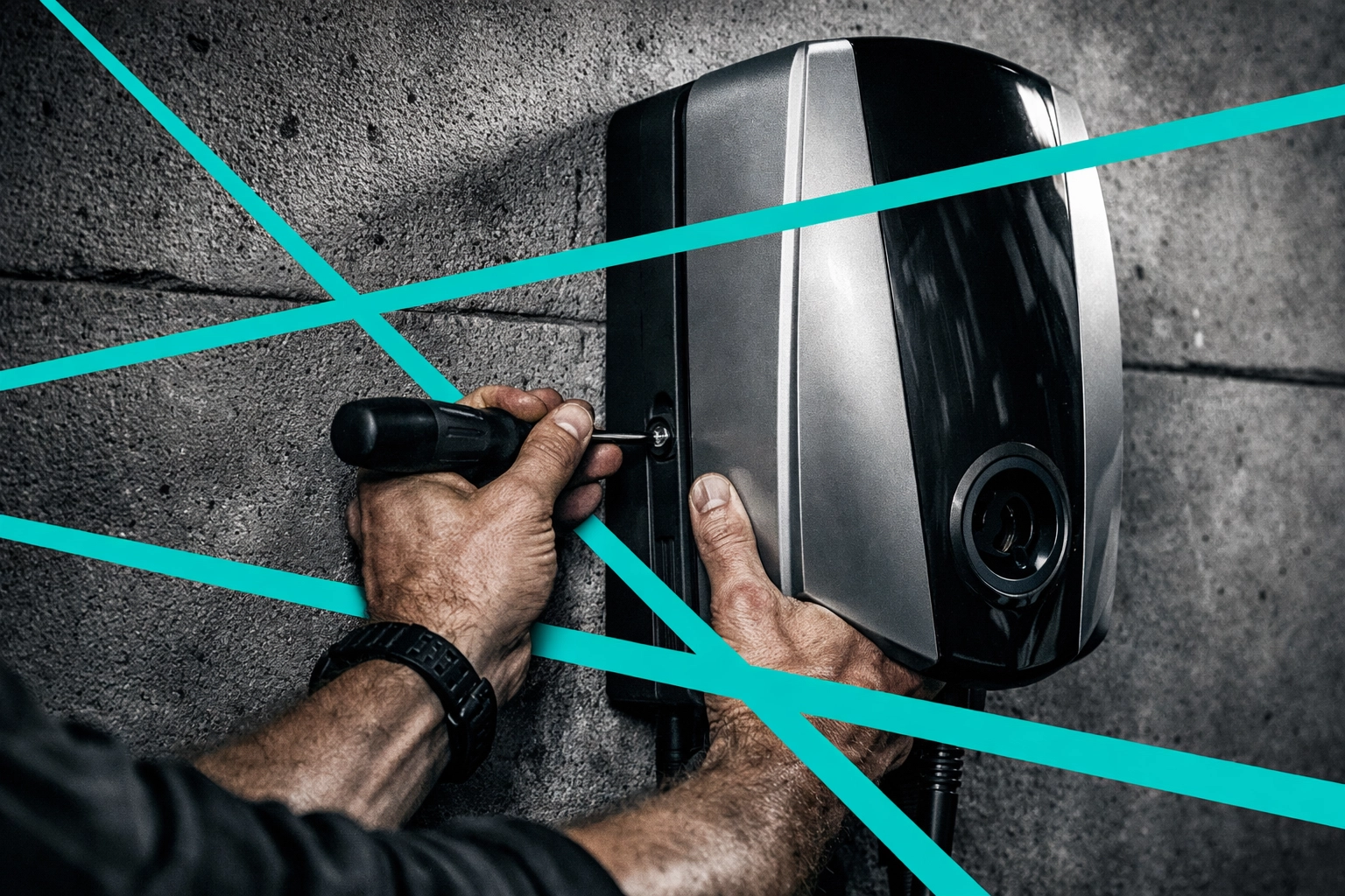 Professional electrician installing an EV charger for a dedicated service page optimization.