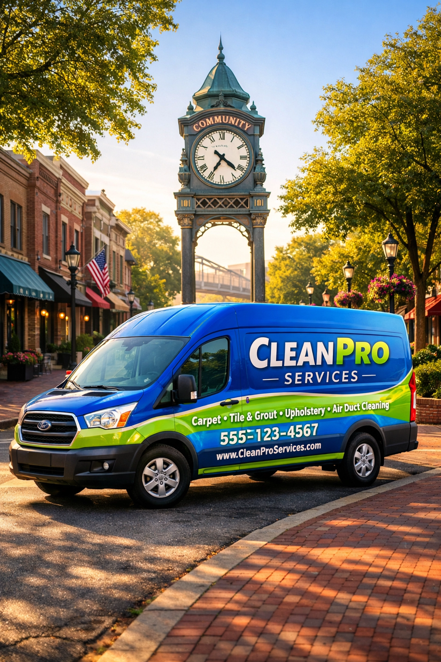 Branded service van parked in a local neighborhood representing hyper-local SEO and service area coverage.