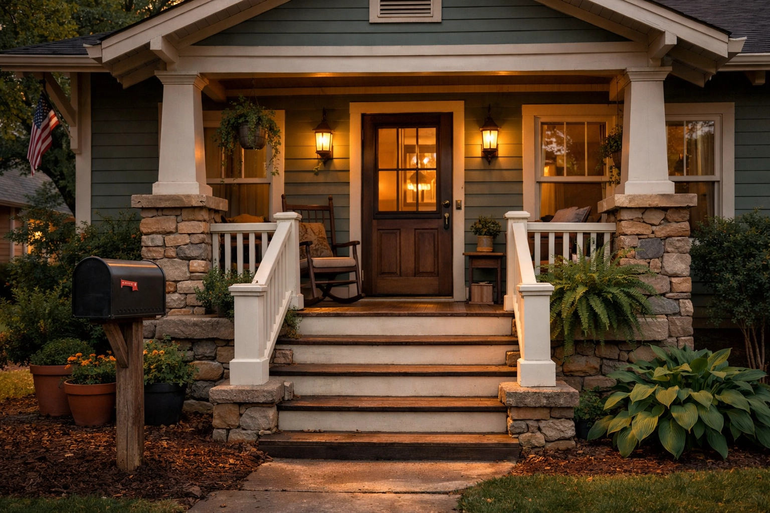 Multiple heirs discussing inherited house sale options on Nashville home porch
