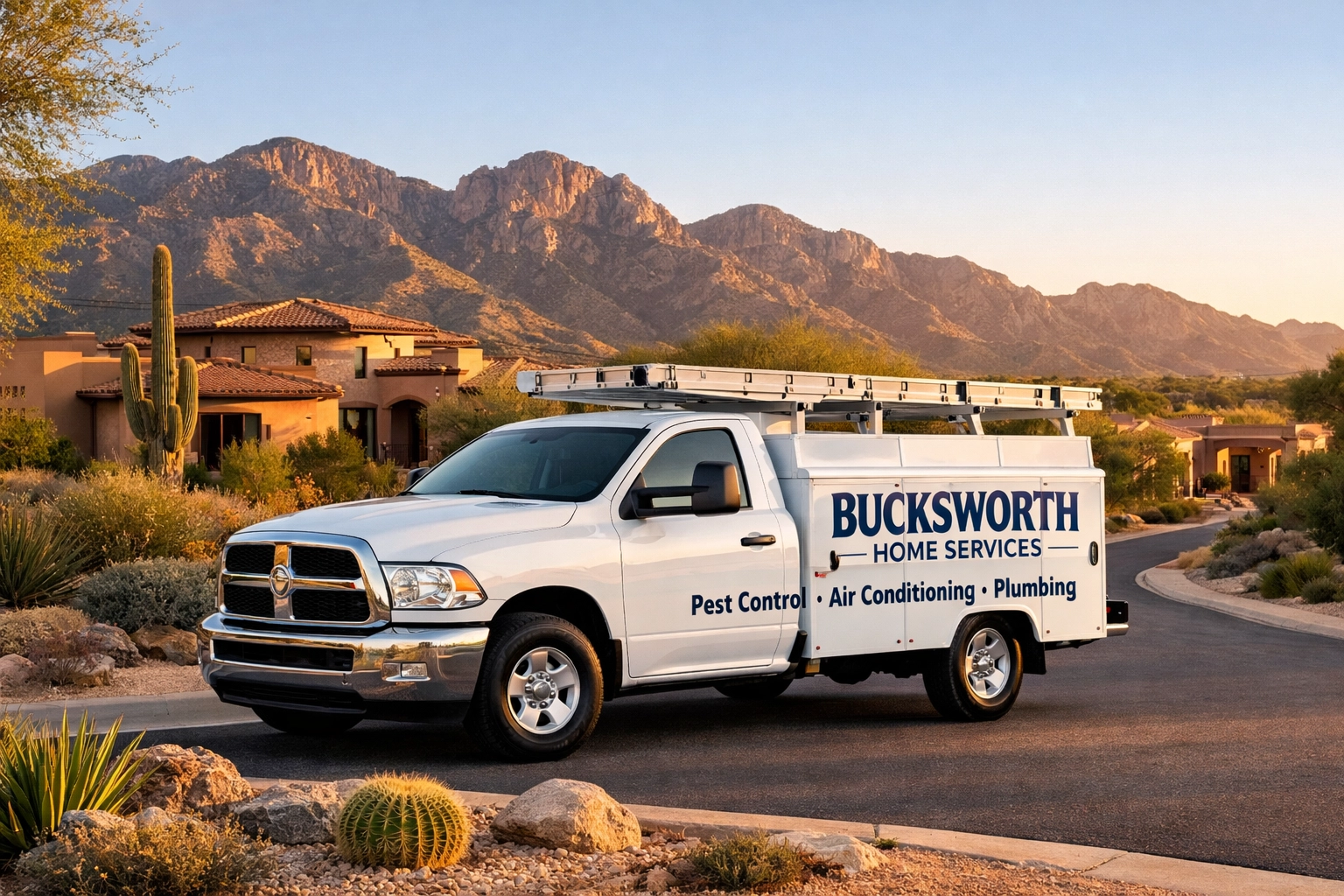 Bucksworth Home Services truck in Honey Bee Canyon, Oro Valley, providing local home solutions.