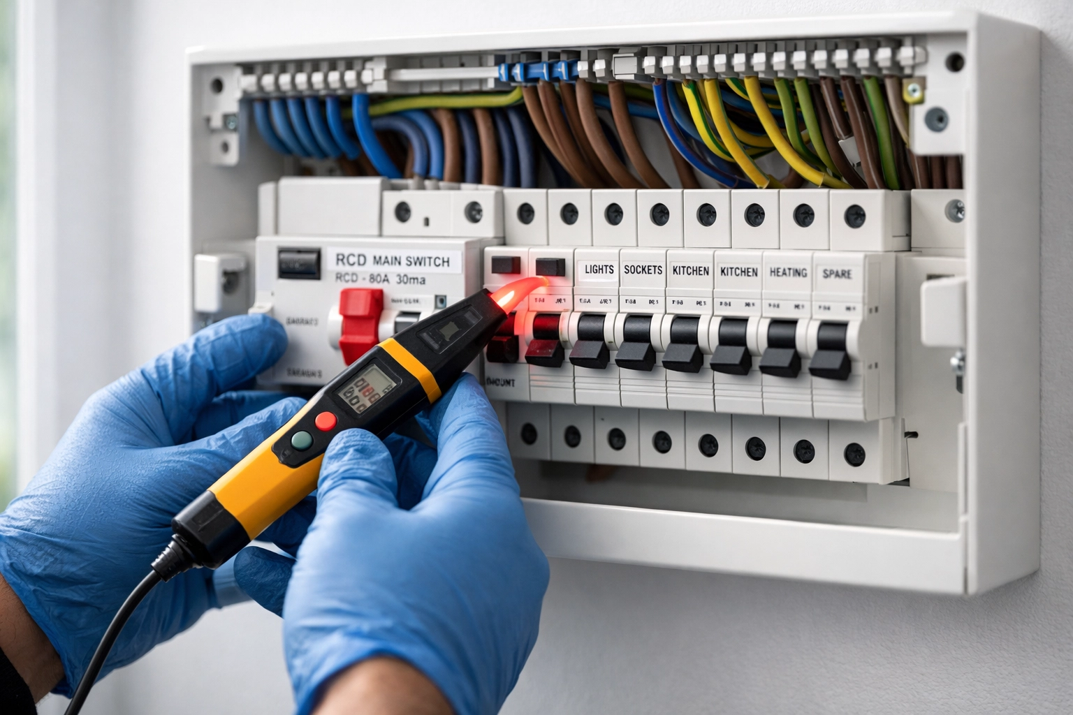 Electrician Dorset installing RCD safety protection in home consumer unit
