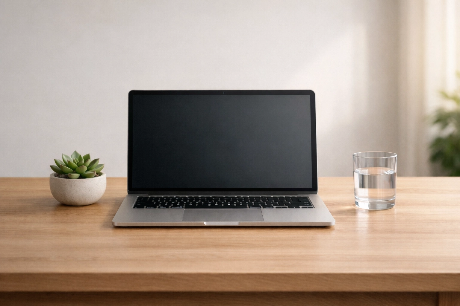 Minimalist office desk with laptop representing a streamlined Odoo business management system.