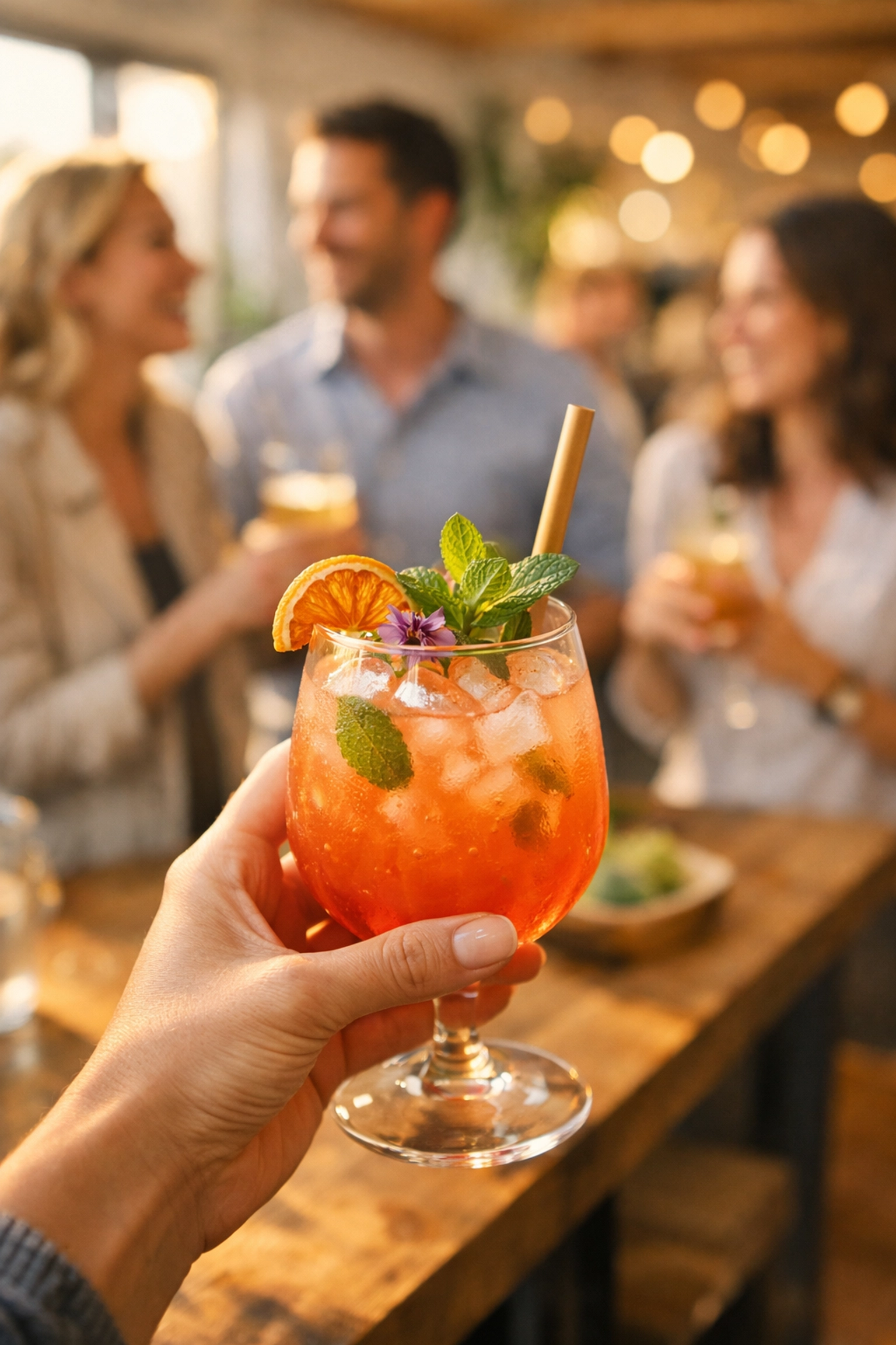 Person holding wellness cocktail at February 19 networking and tasting event in Hammersmith