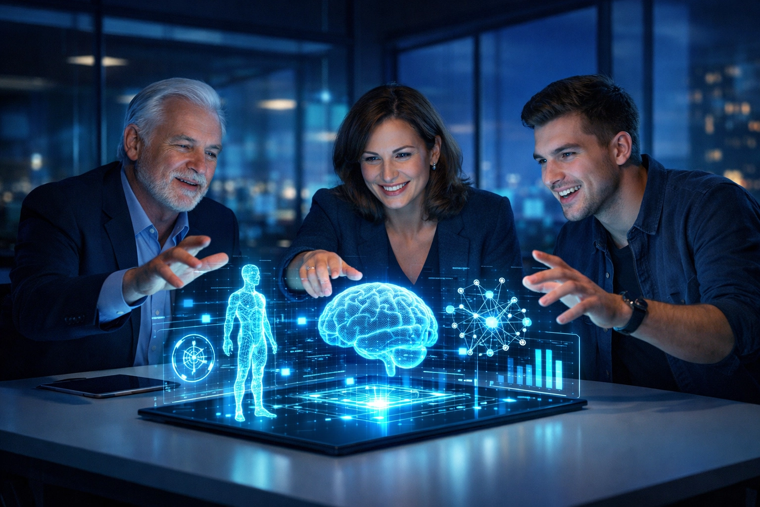 Mitarbeiter bei einer modernen KI-Schulung für den Kompetenzaufbau im Team.