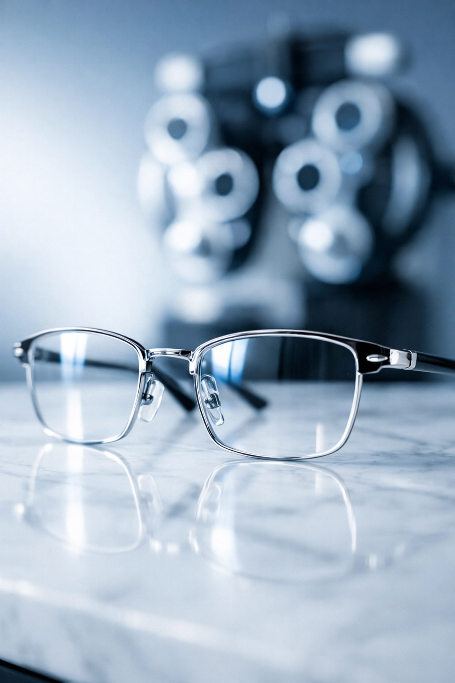 High-end designer glasses on marble representing precision in optometry revenue cycle management and billing.