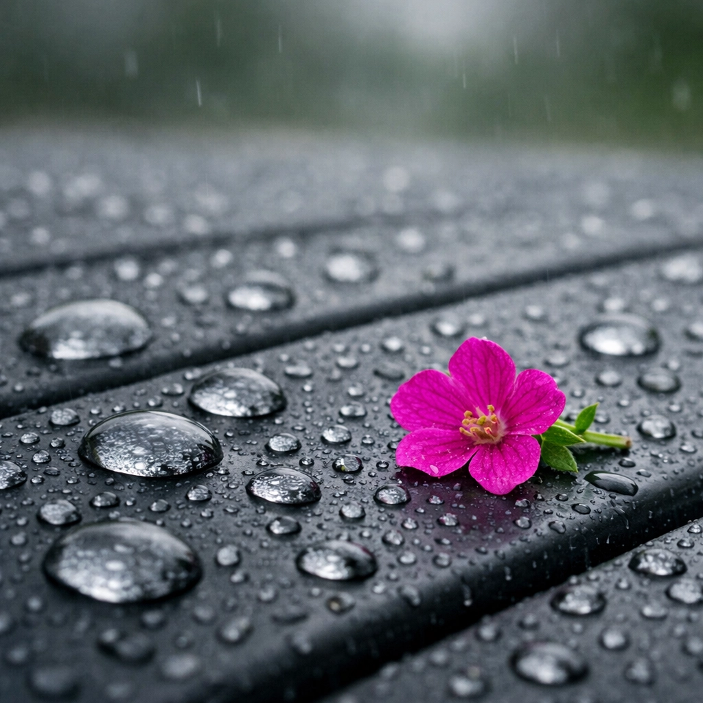 Close-up of moisture-resistant recycled plastic decking highlighting the low maintenance benefits for outdoor furniture.