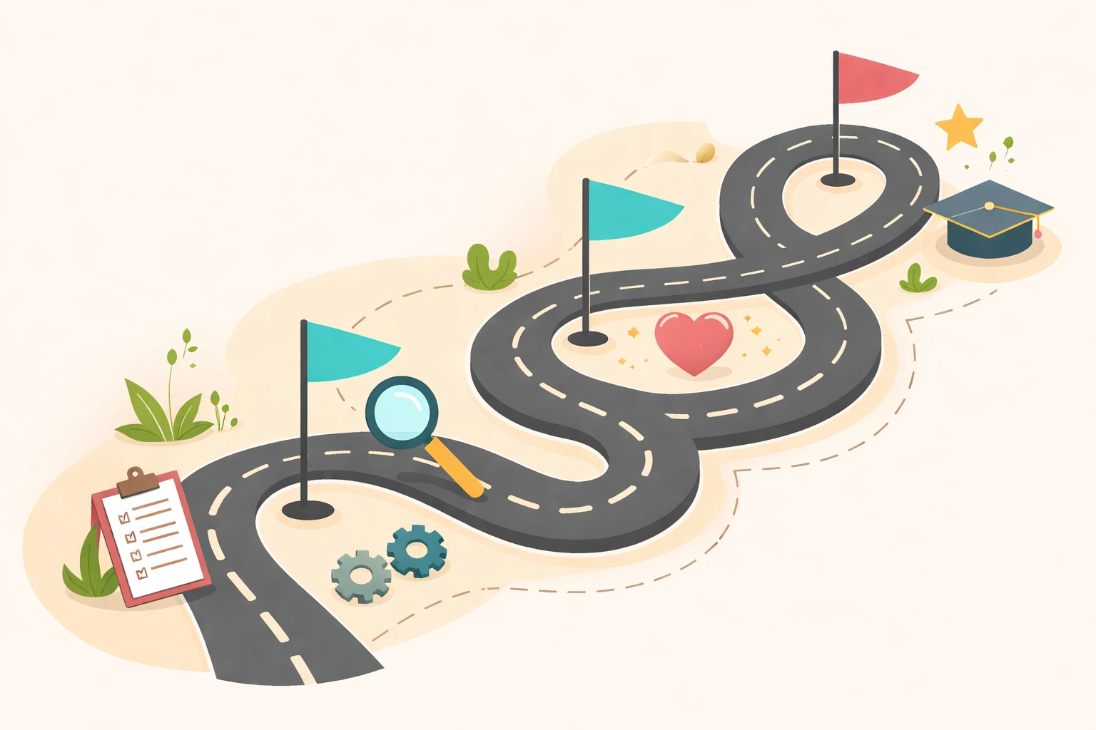 Roadmap illustration highlighting steps and milestones of ABA insurance approval