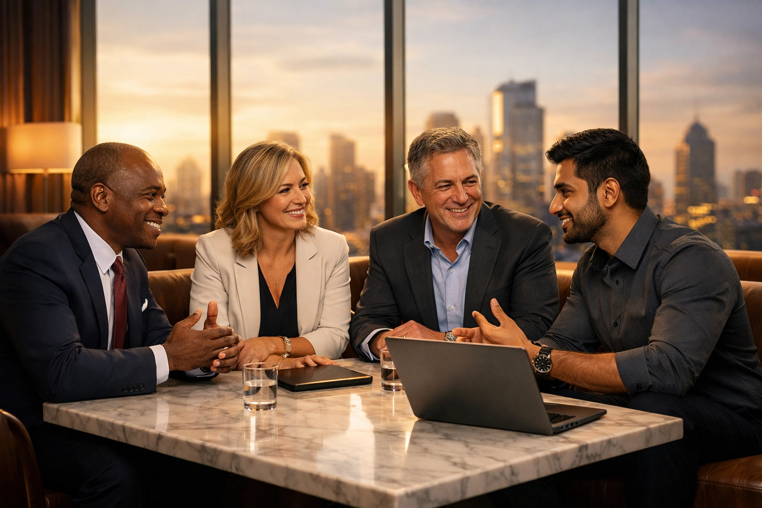 Executives collaborating with a ServiceNow consulting services team on ROI and ITAM strategy.