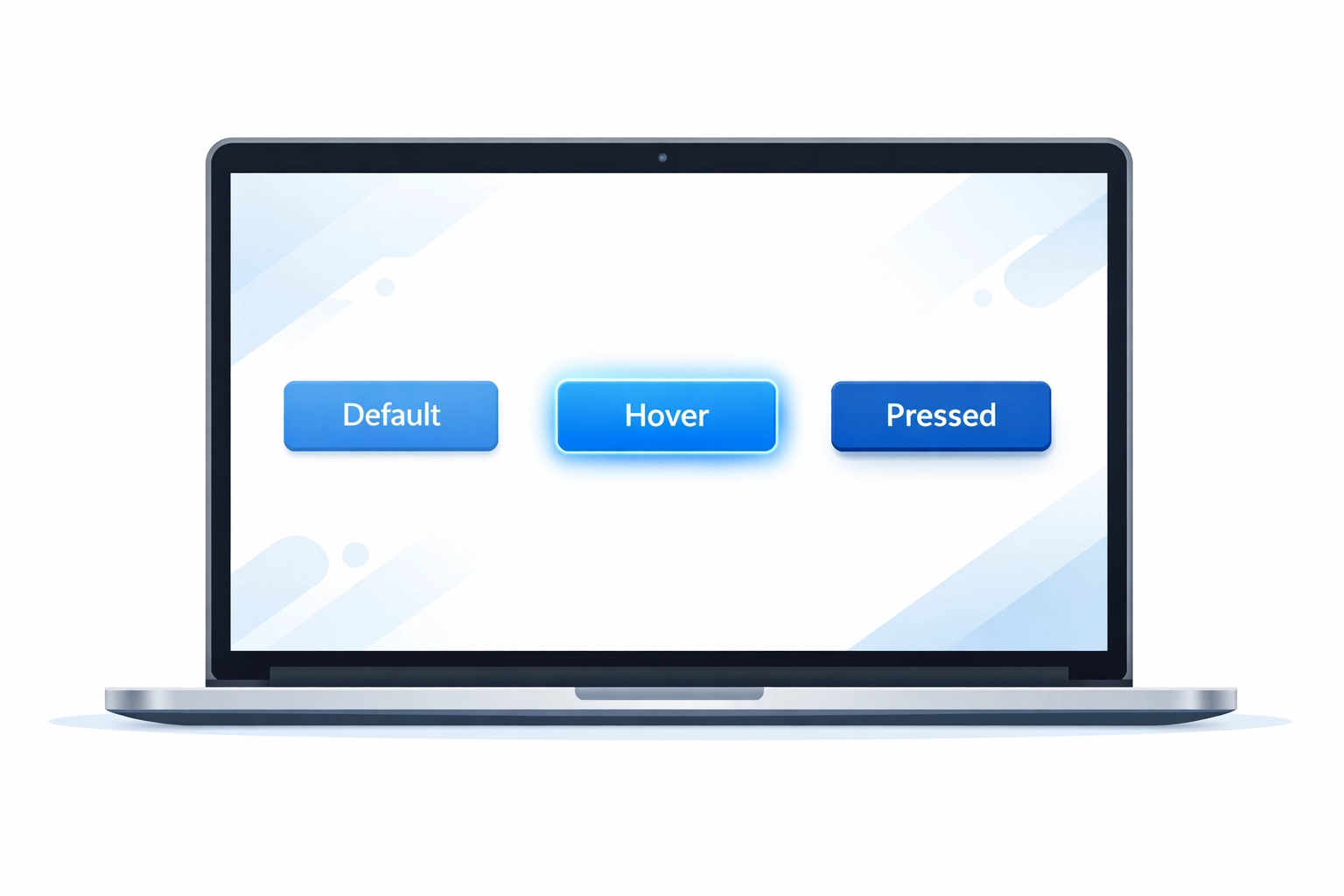 Interactive button states showing default, hover, and active effects for higher conversion rates