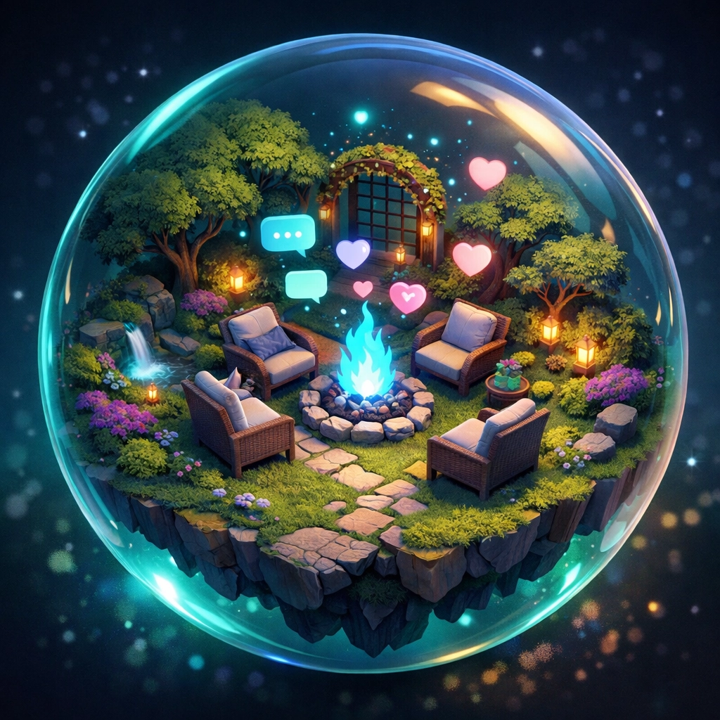 Digital garden concept illustrating private online communities for humanized brand growth in 2026.