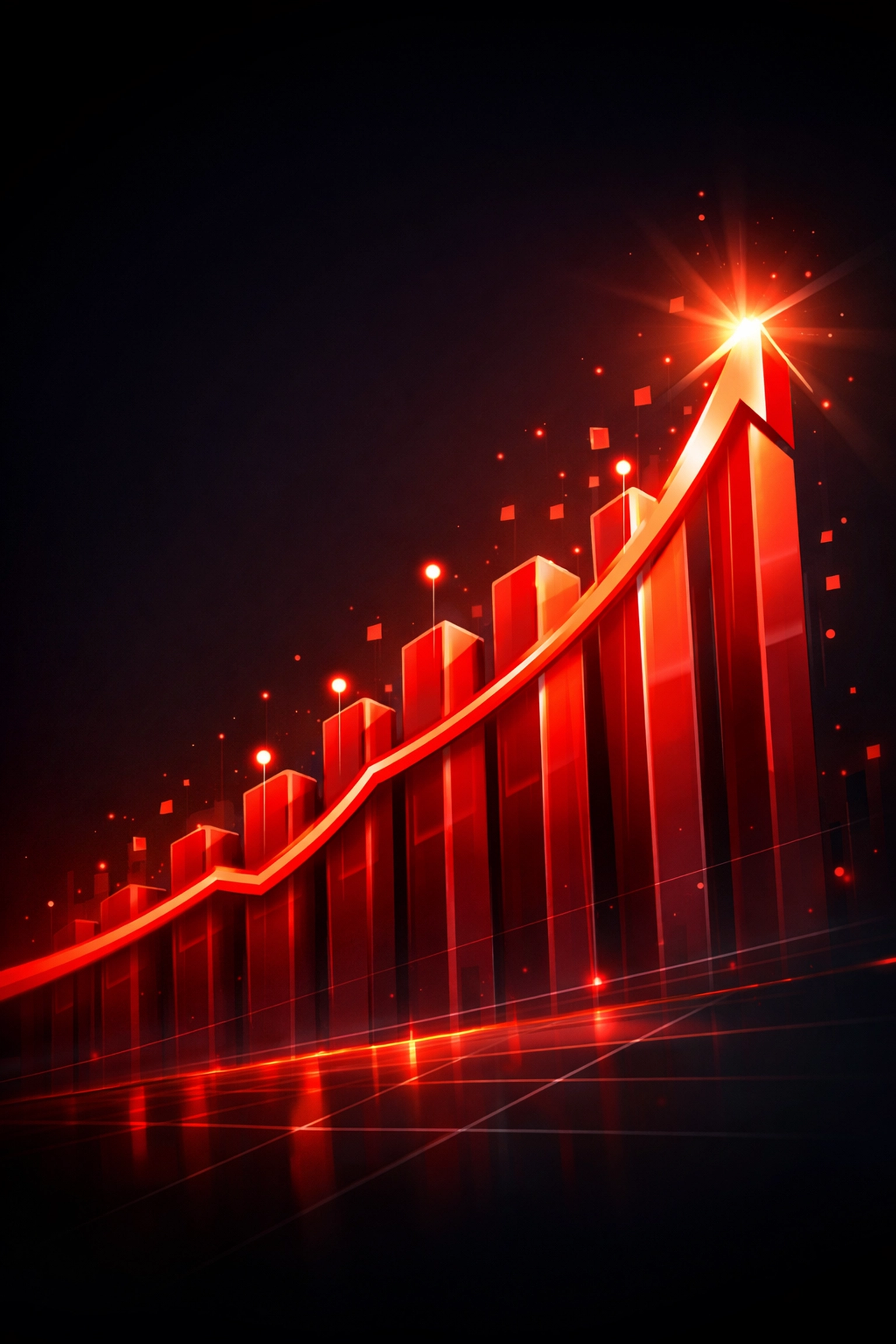 An upward trending growth graph representing website lead tracking and scaling for tradespeople.