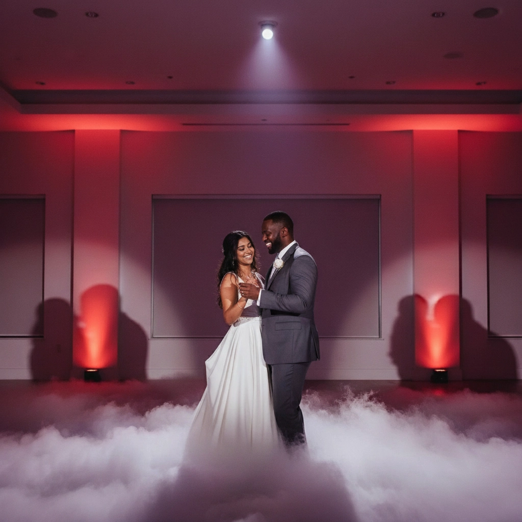 African American couple dancing their first dance because of wedding DJ in Houston, Texas